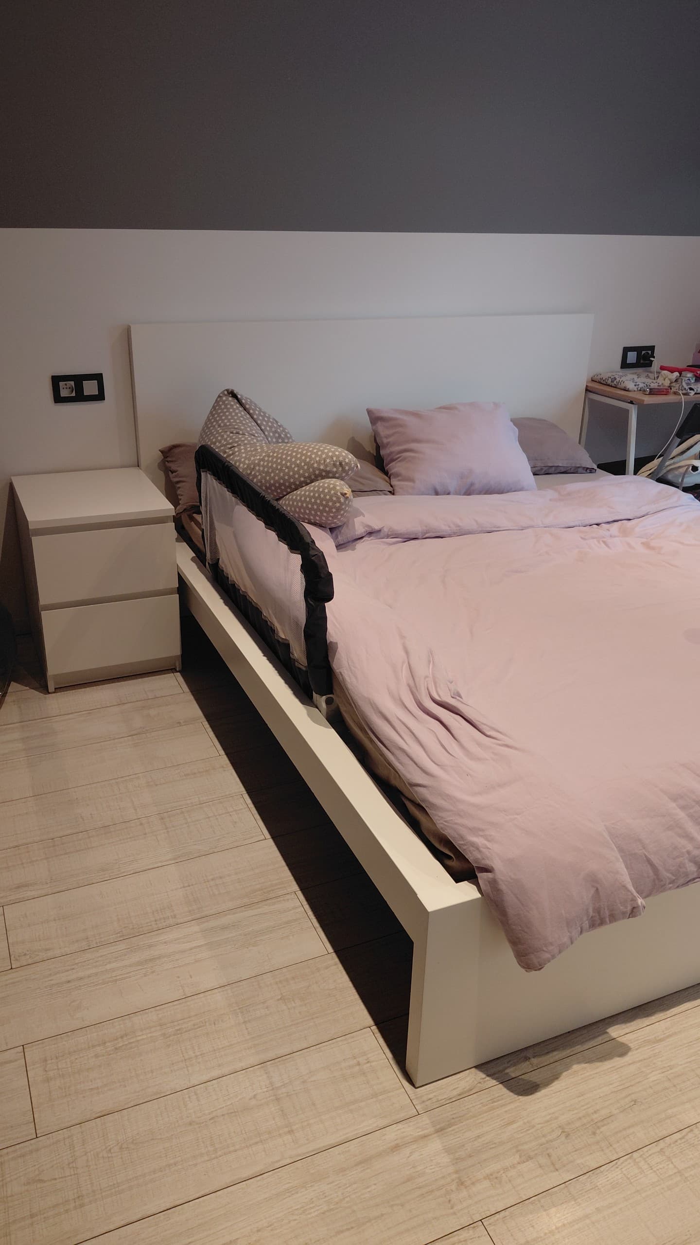 MALM bed frame, high, white/Lönset, 160x200 cm