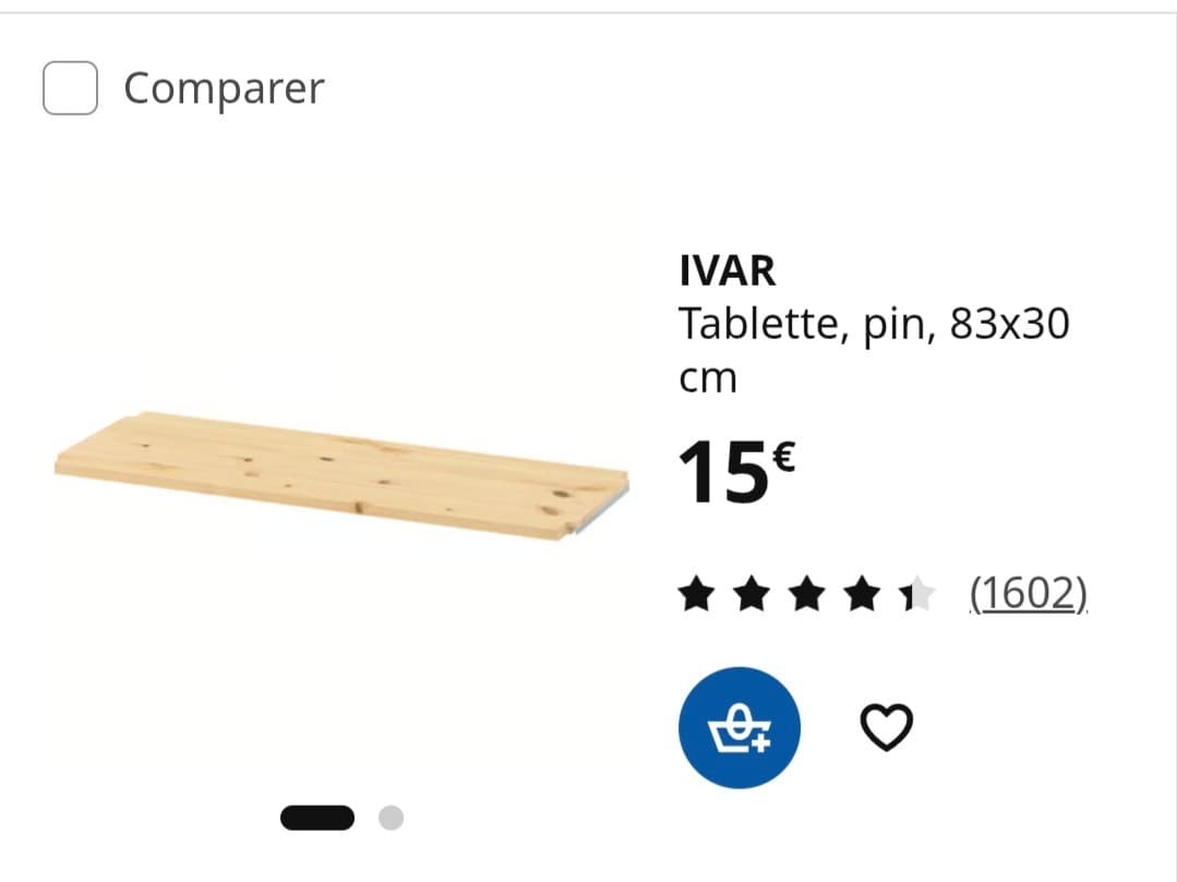8 IVAR TABLETTES plank, grenen, 83x30 cm