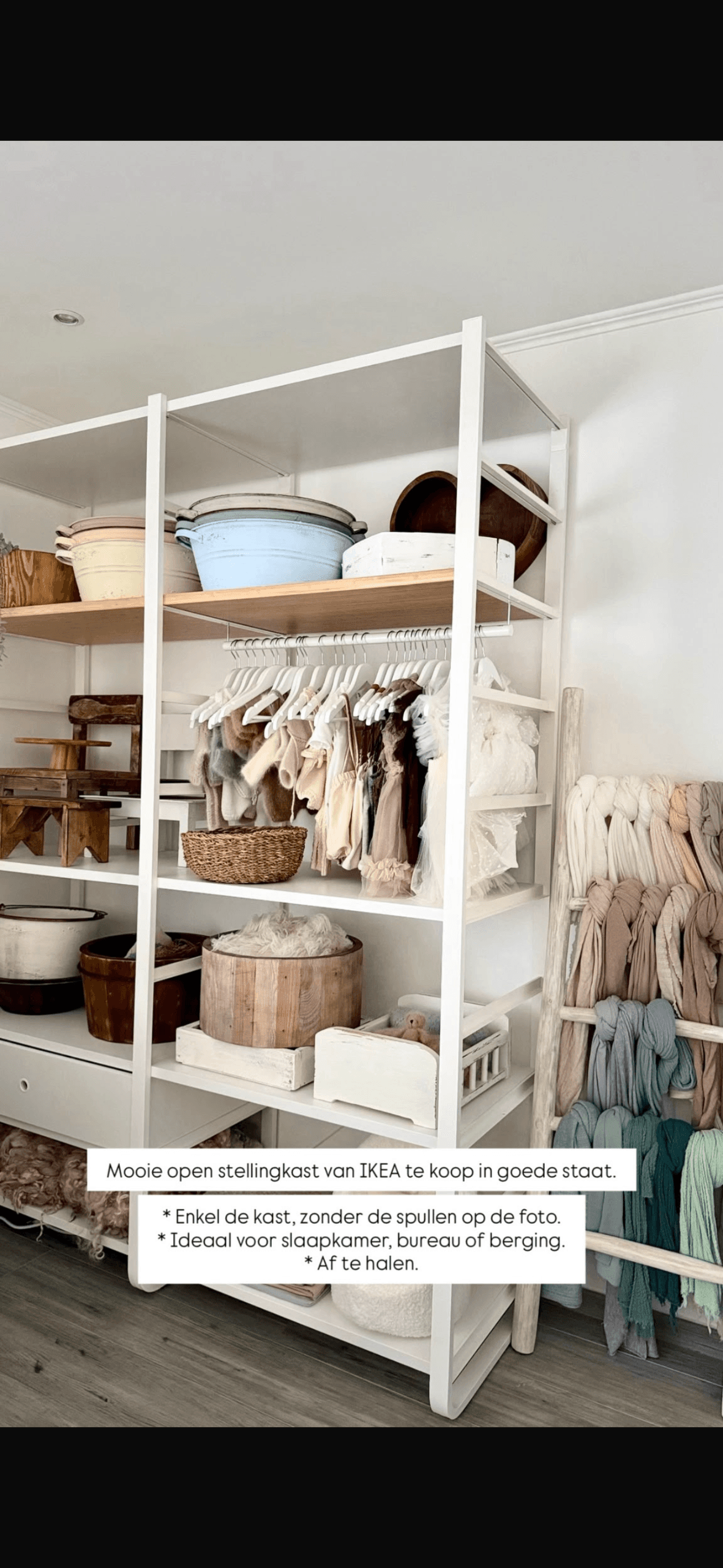 ELVARLI open storage combination, white, 245x40x216 cm