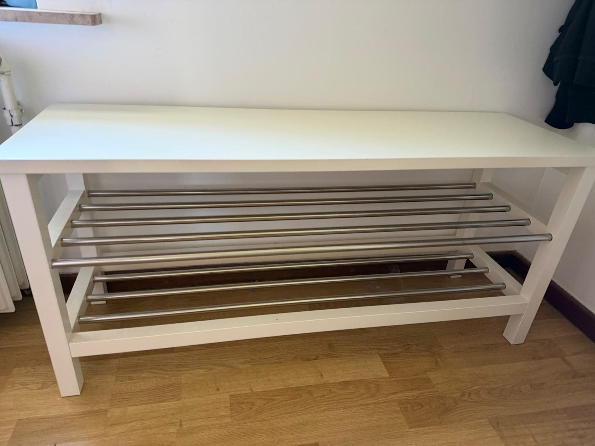 TJUSIG banc avec rangement chaussures, blanc, 108x34x50 cm