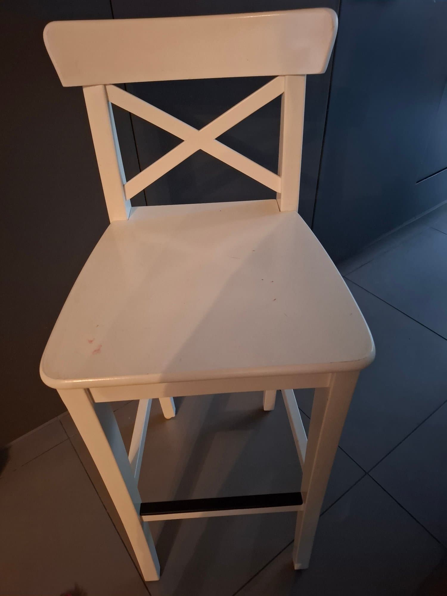 ROSENTORP 2 STUKS bar stool with backrest, counter height/white, 63 cm