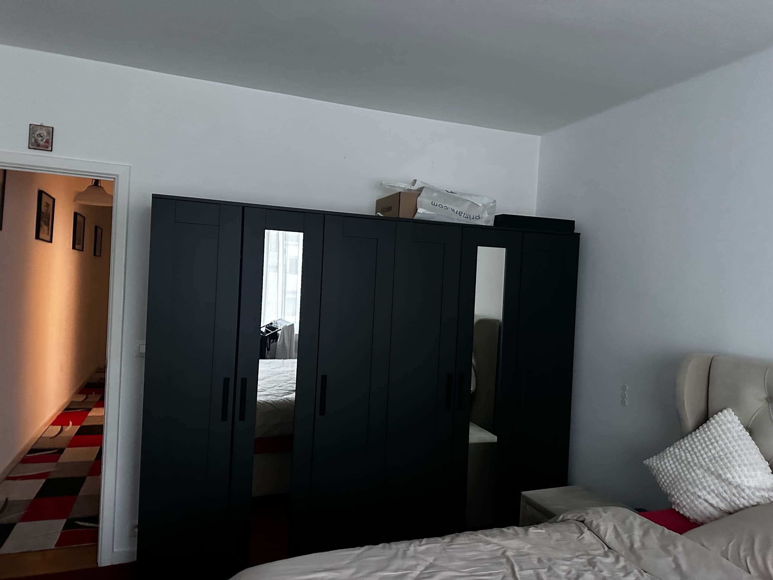 BRIMNES kledingkast met 3 deuren, zwart, 117x50x190 cm