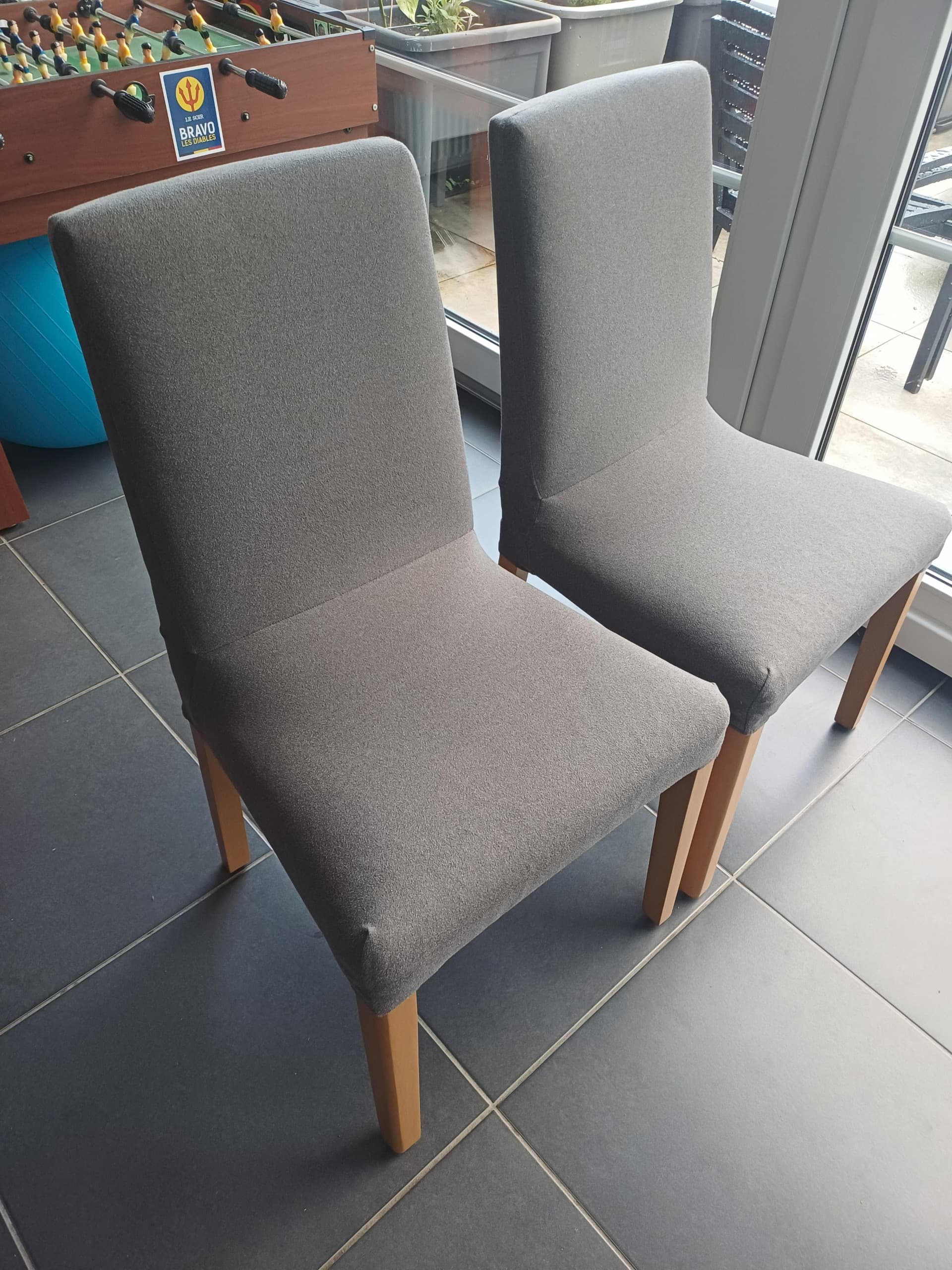 BERGMUND chaise, motif chêne/Gunnared gris moyen