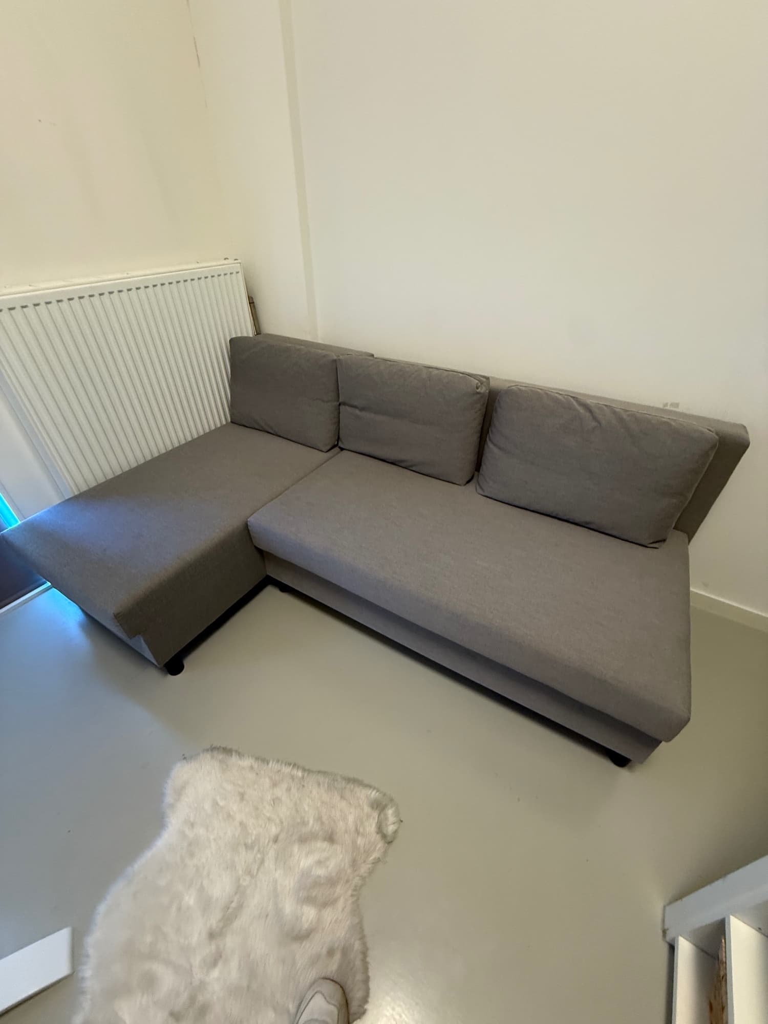ÄLVDALEN 3-zitsslaapbank met chaise longue, Knisa grijsbeige