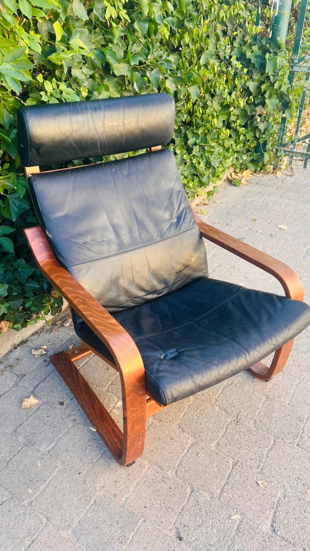 POÄNG fauteuil, motif noyer/Grann brun doré