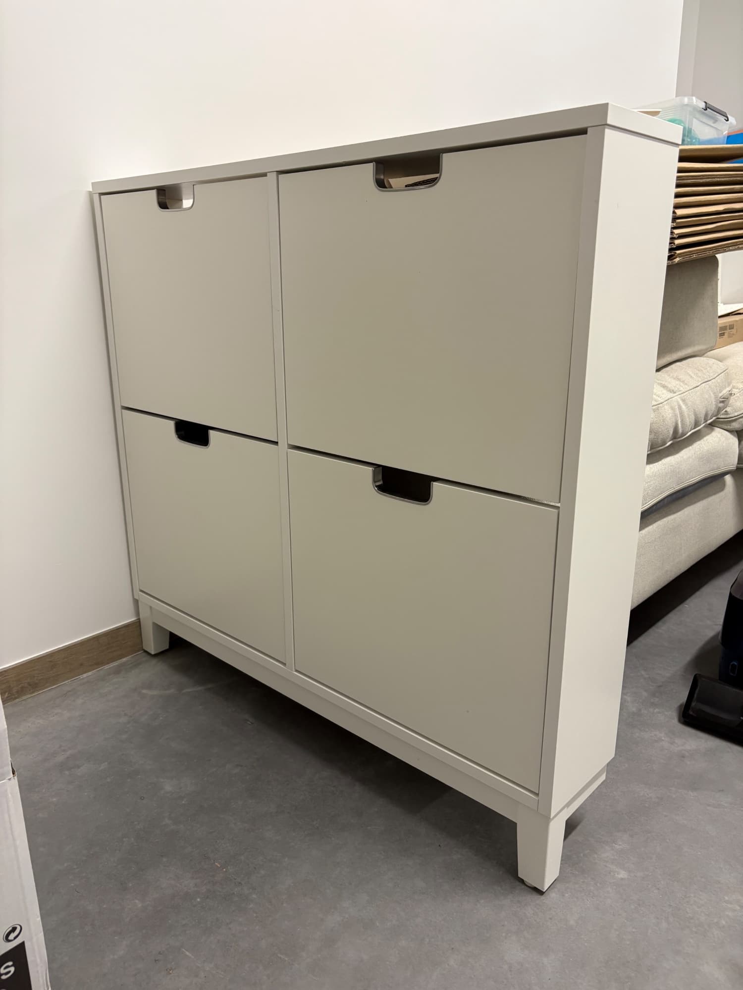 STÄLL shoe cabinet with 4 compartments, white, 96x17x90 cm