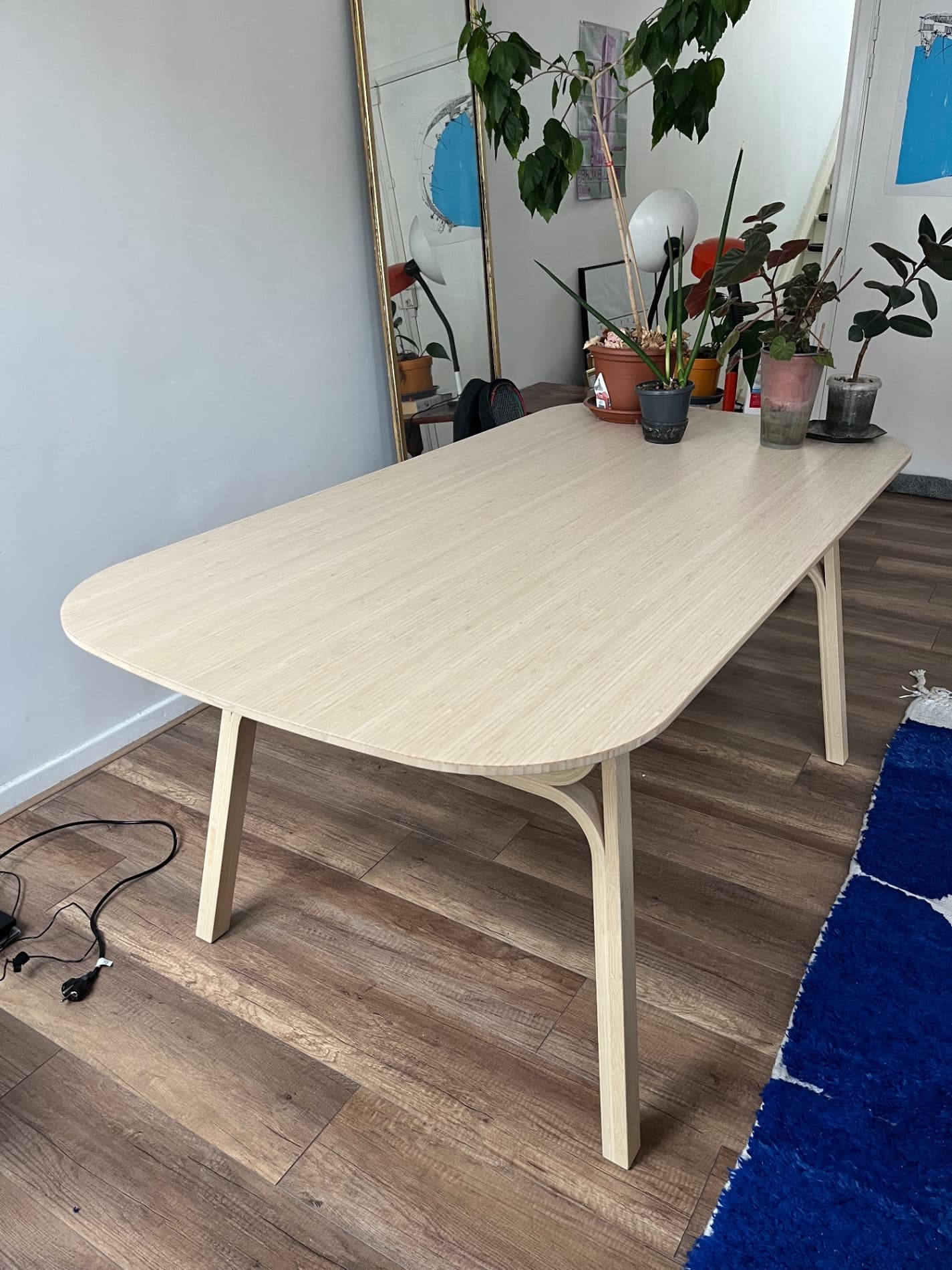 VOXLÖV TABLE dining table, light bamboo, 180x90 cm