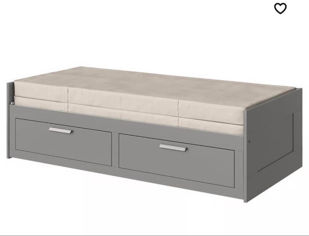 BRIMNES day-bed frame with 2 drawers, grey, 80x200 cm