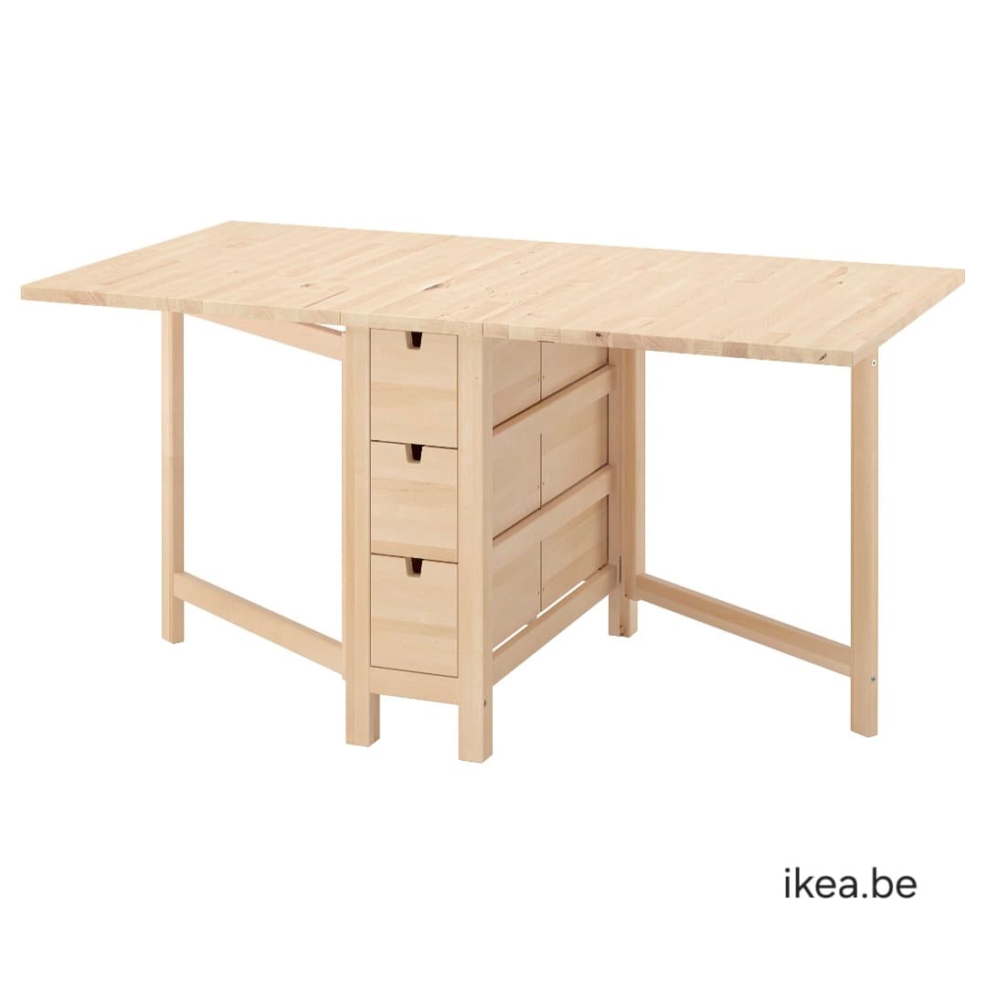 NORDEN gateleg table, birch, 26/89/152x80 cm