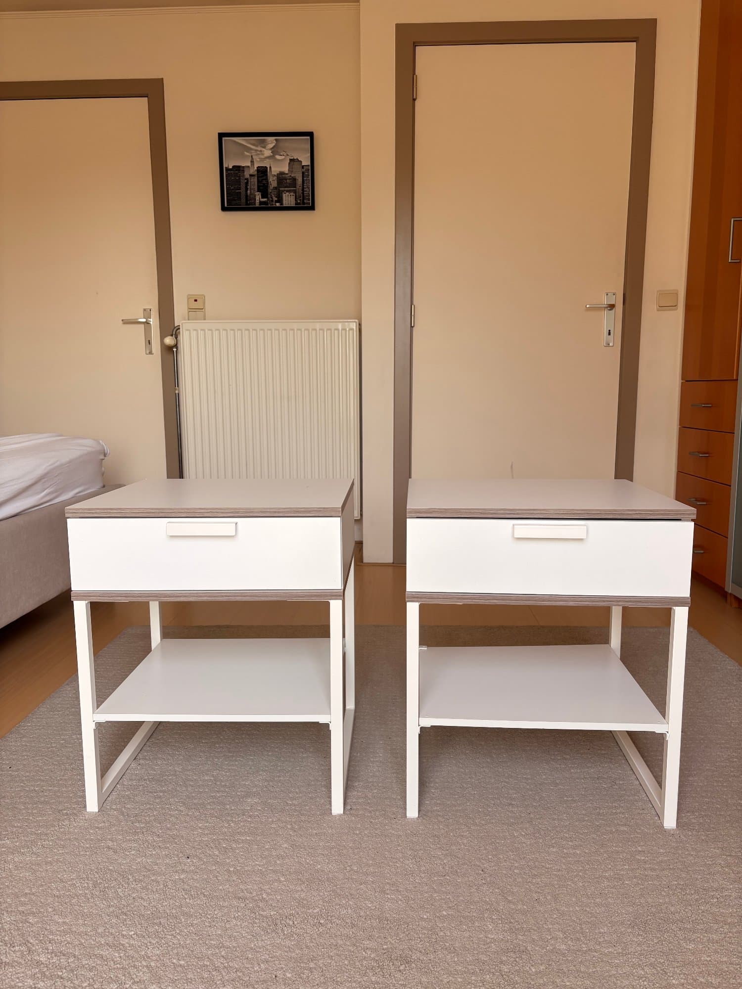 2 NACHTKASTJES bedside table, white/light grey