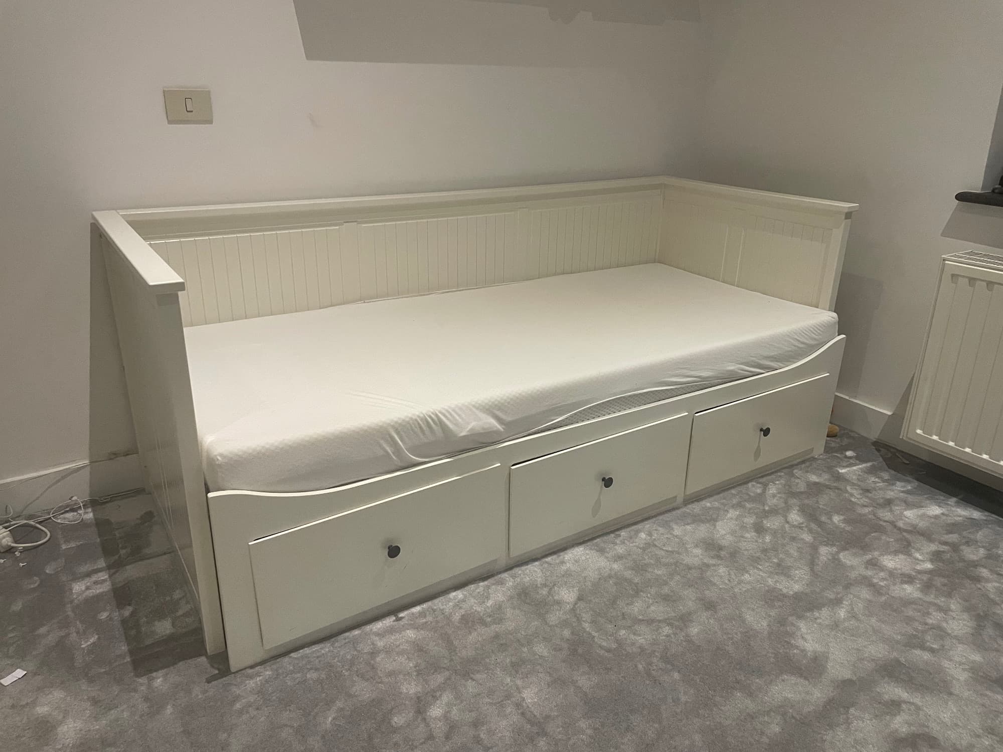 HEMNES Bedbank met 3 lades, wit, 80x200 cm