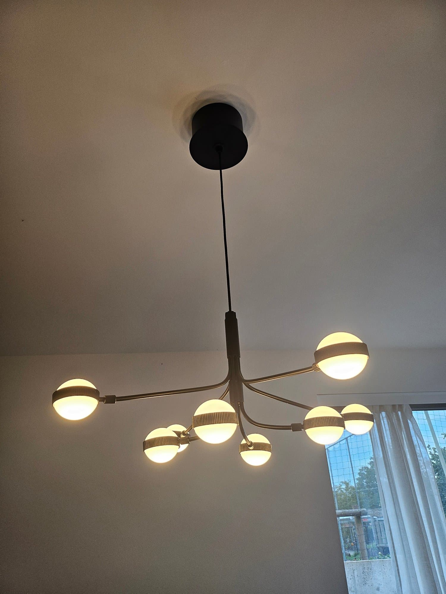 STORSLINGA suspension LED, 8 bras, noir/blanc, 70 cm
