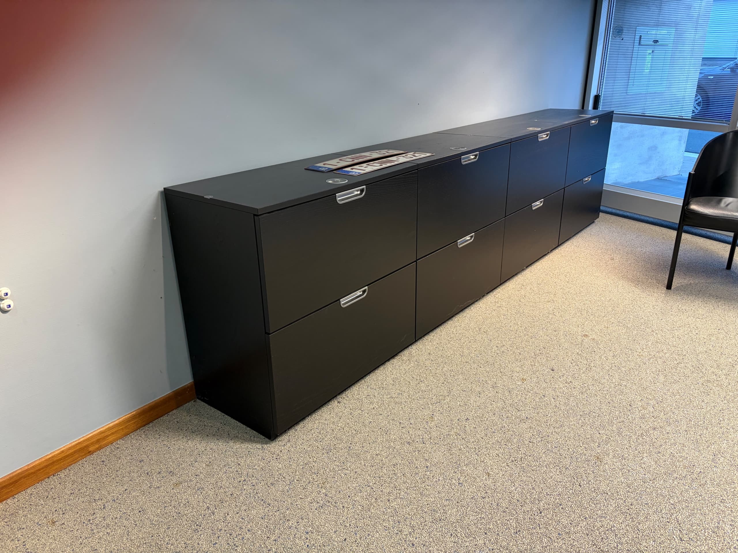 GALANT Ladeblok met hangmappenhouder, zwart gebeitst essenfineer, 80x80 cm