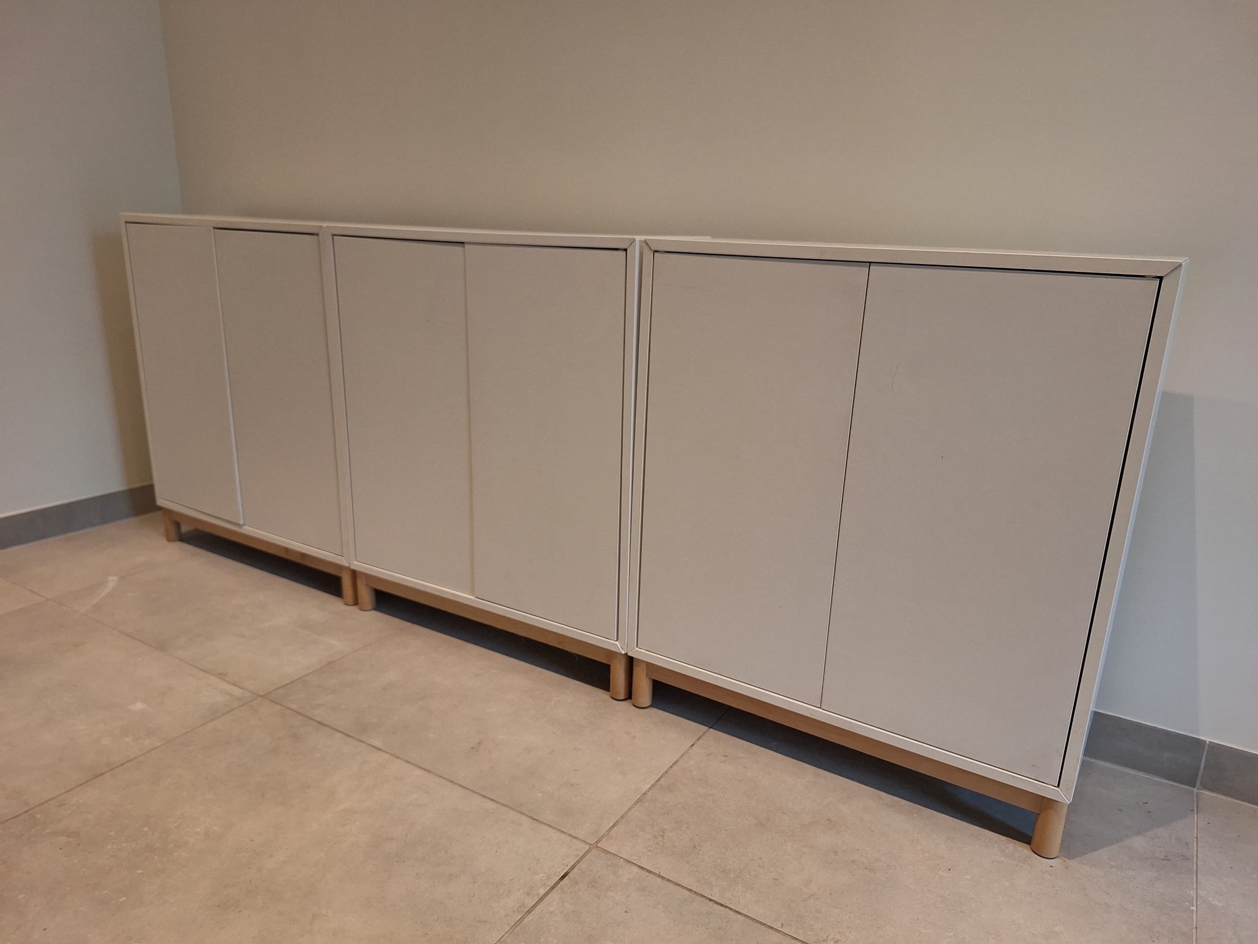 EKET kastencombinatie met poten, wit/hout, 70x35x80 cm