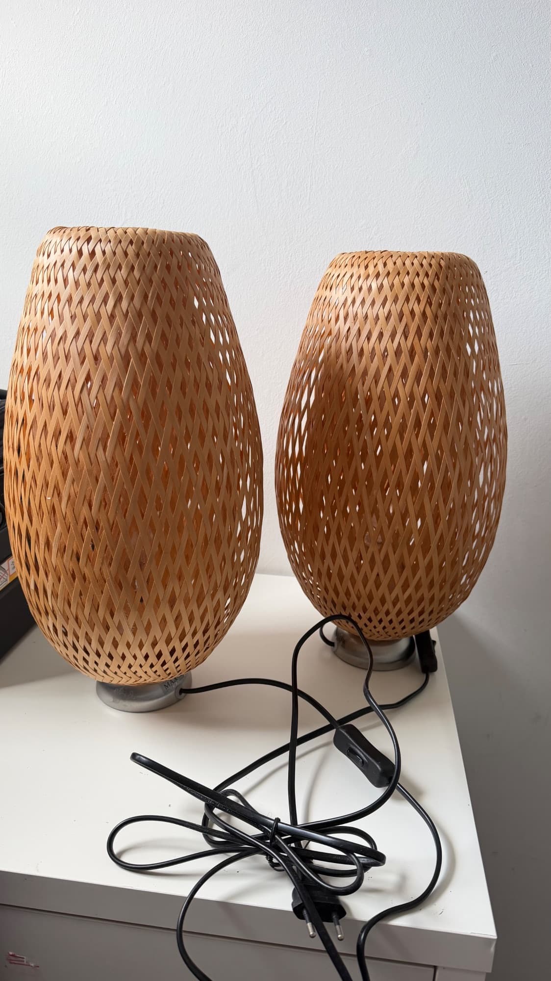 BÖJA Tafellamp, vernikkeld, rotan bamboe