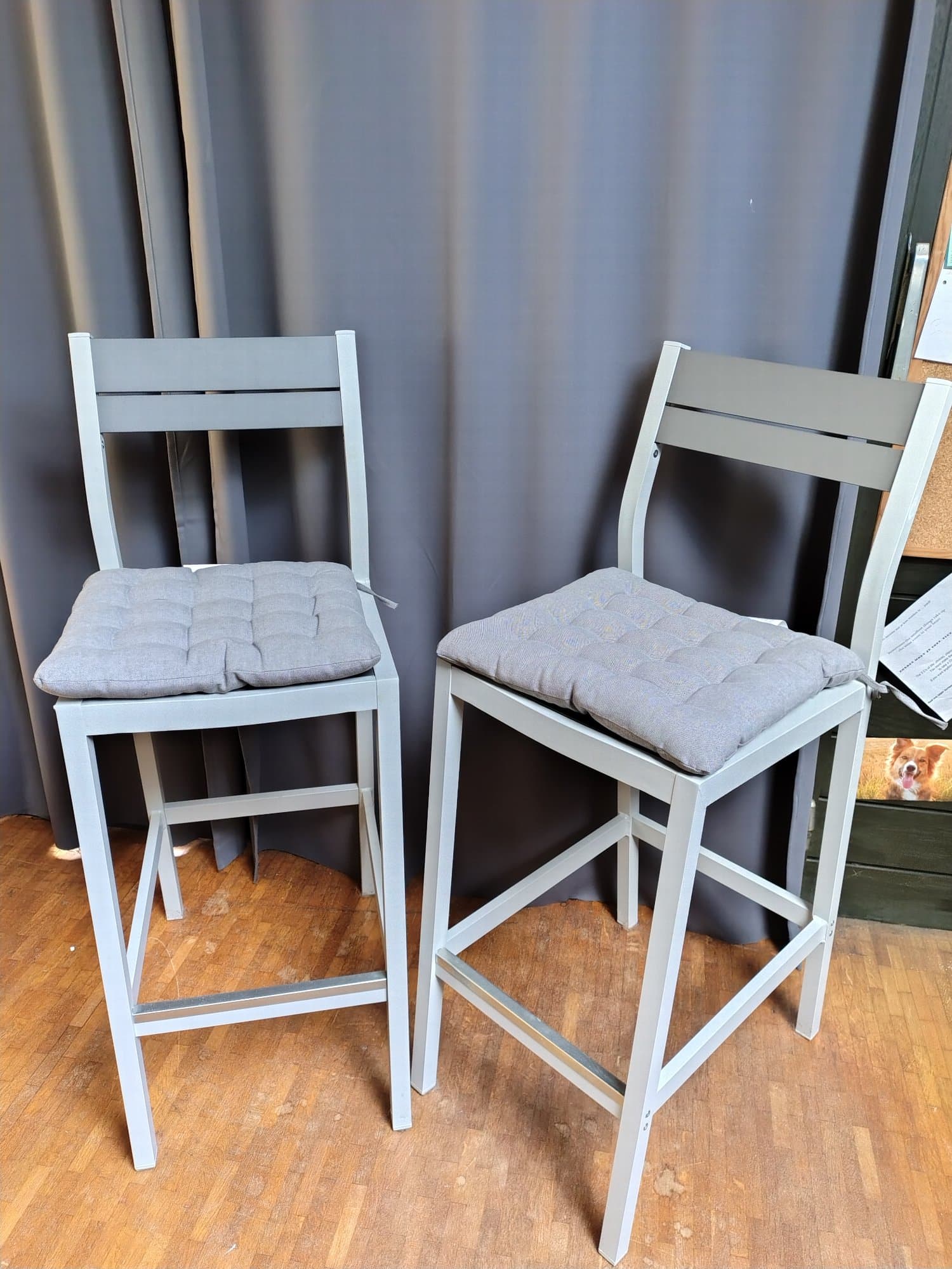 SJÄLLAND bar stool with backrest, outdoor, light grey/dark grey