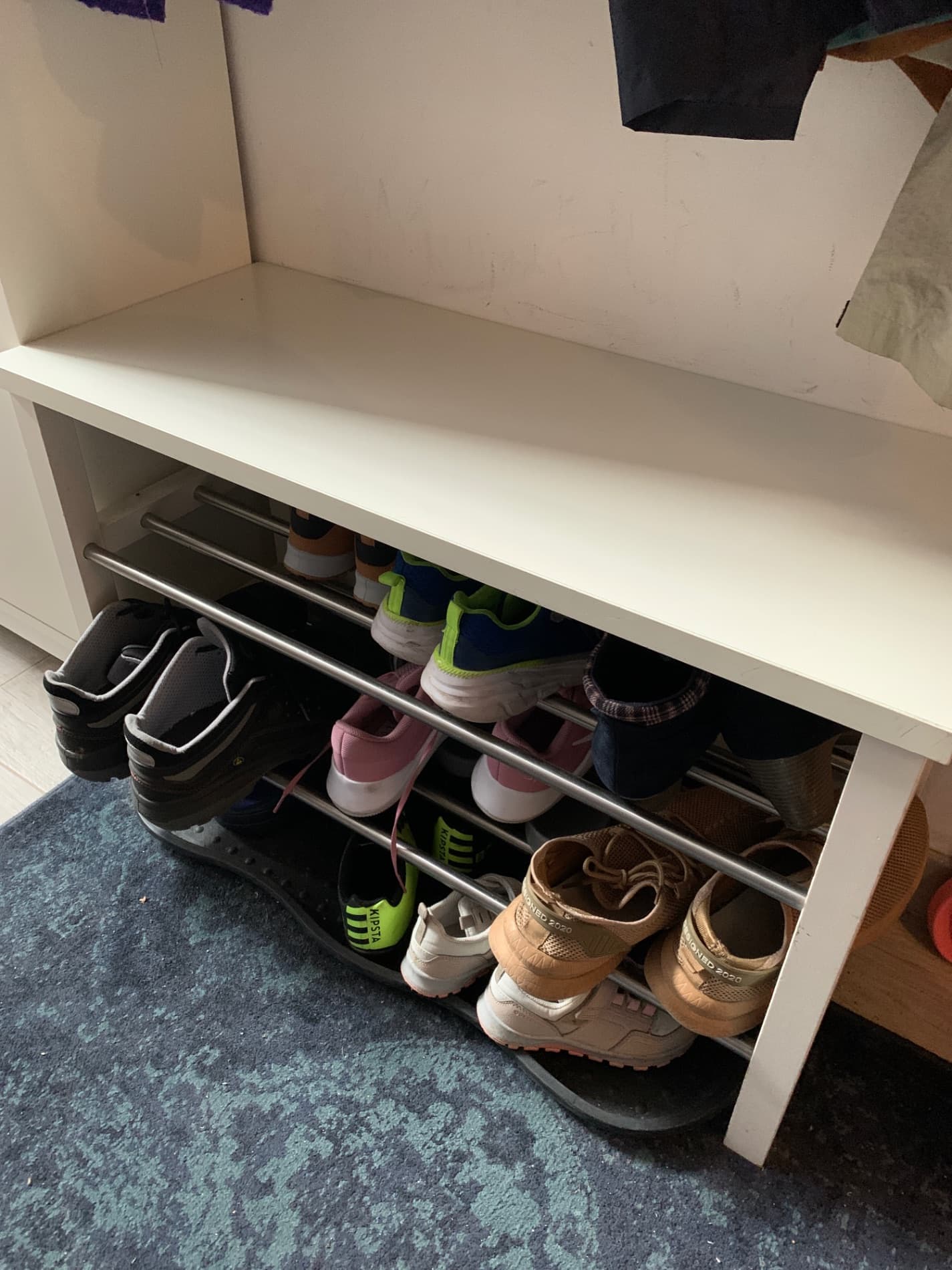 TJUSIG banc avec rangement chaussures, blanc, 108x34x50 cm