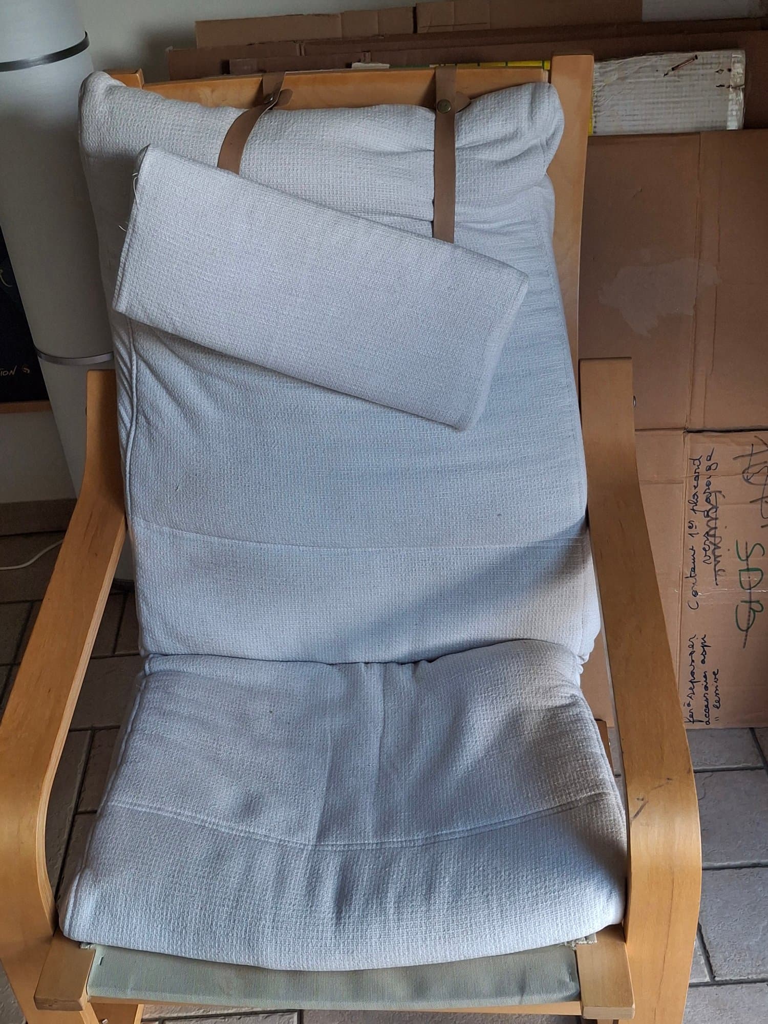POÄNG armchair, birch veneer/Knisa light beige