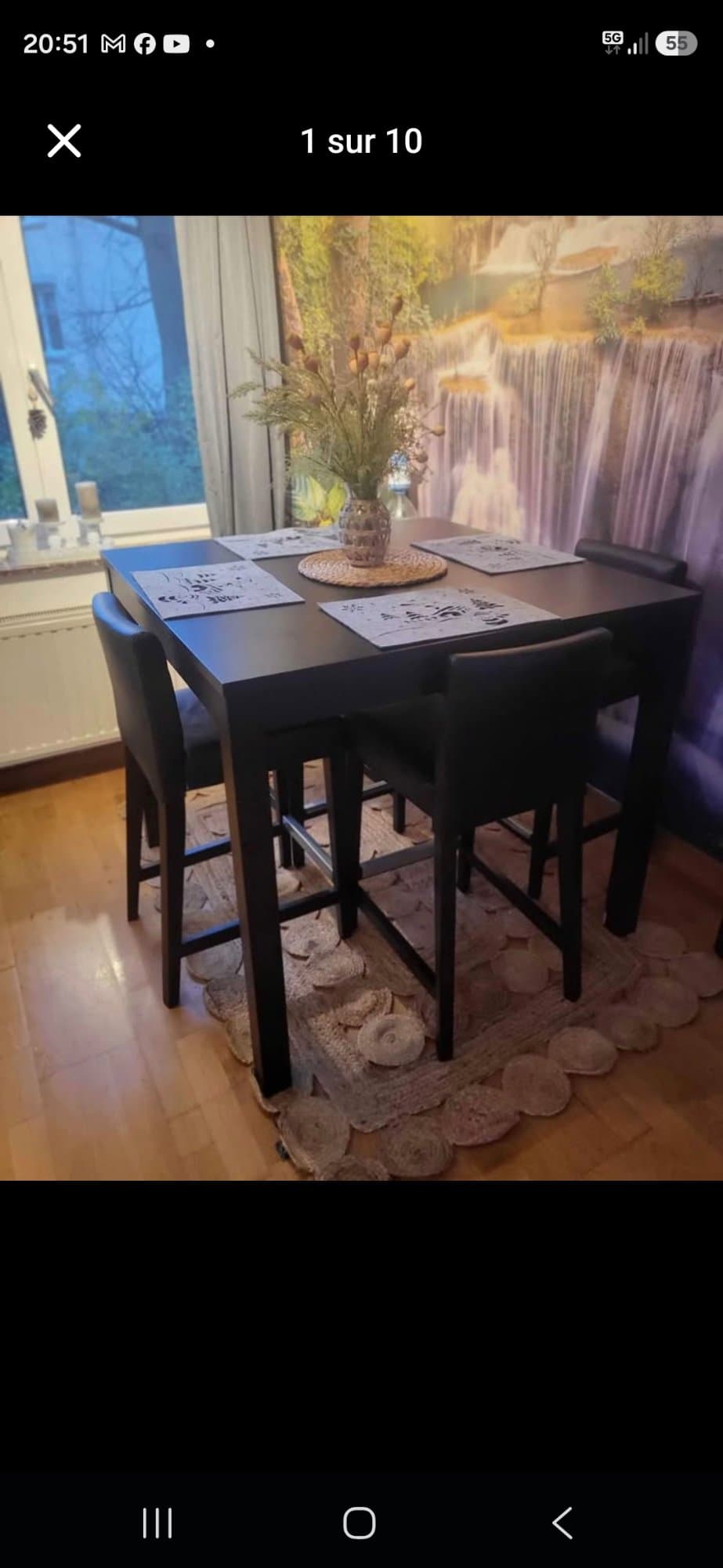 BJURSTA bar table, brown-black