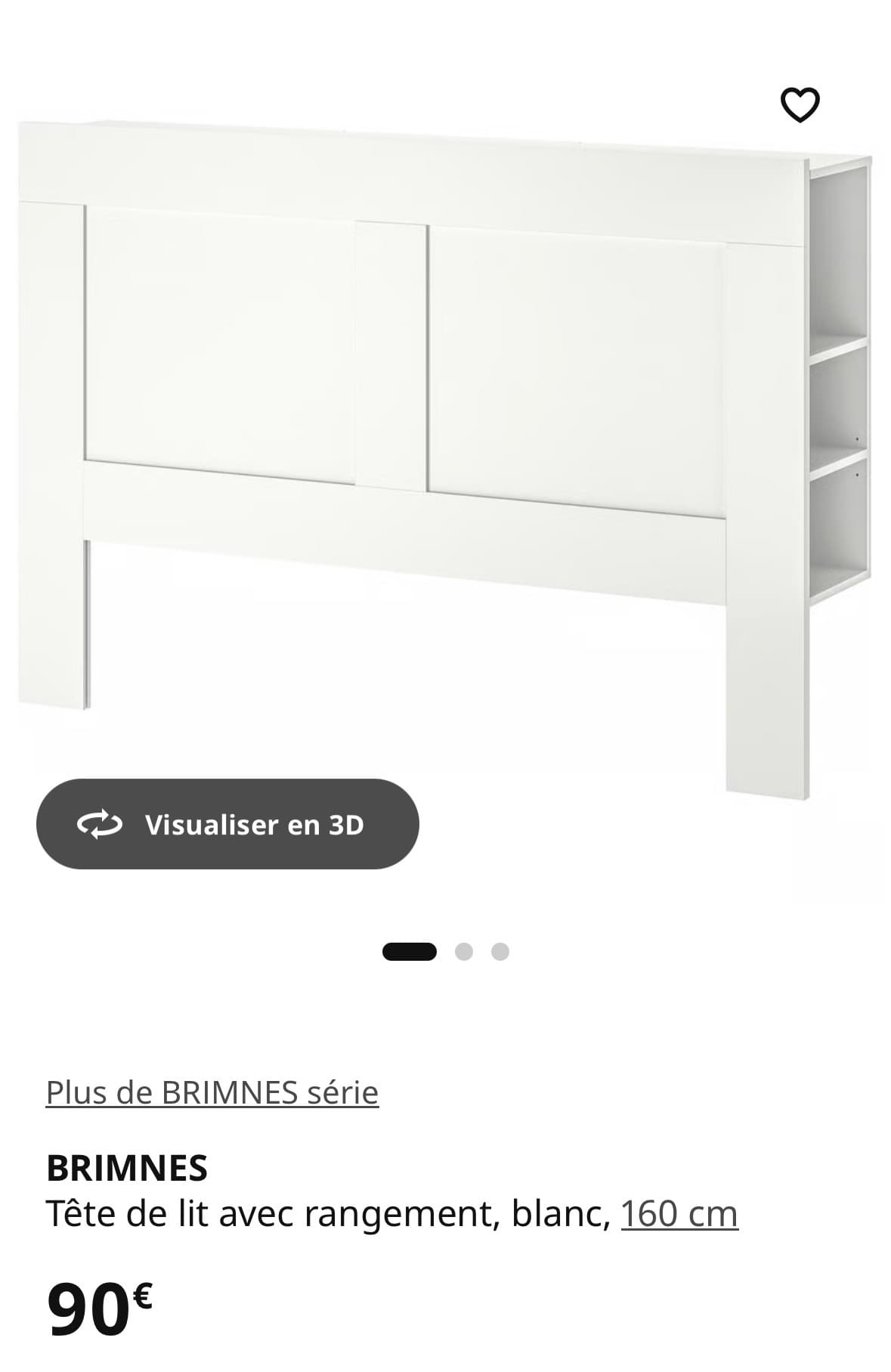 BRIMNES Hoofdeinde met bergruimte, wit, 160 cm