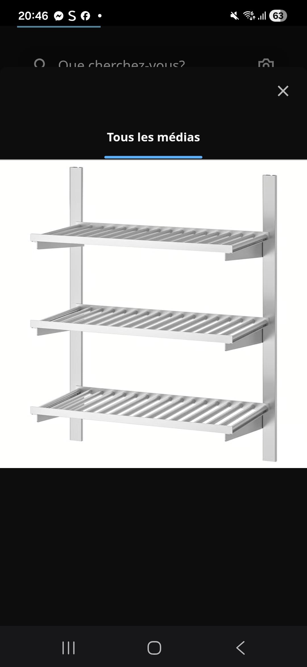 KUNGSFORS suspension rail with shelves, stainless steel
