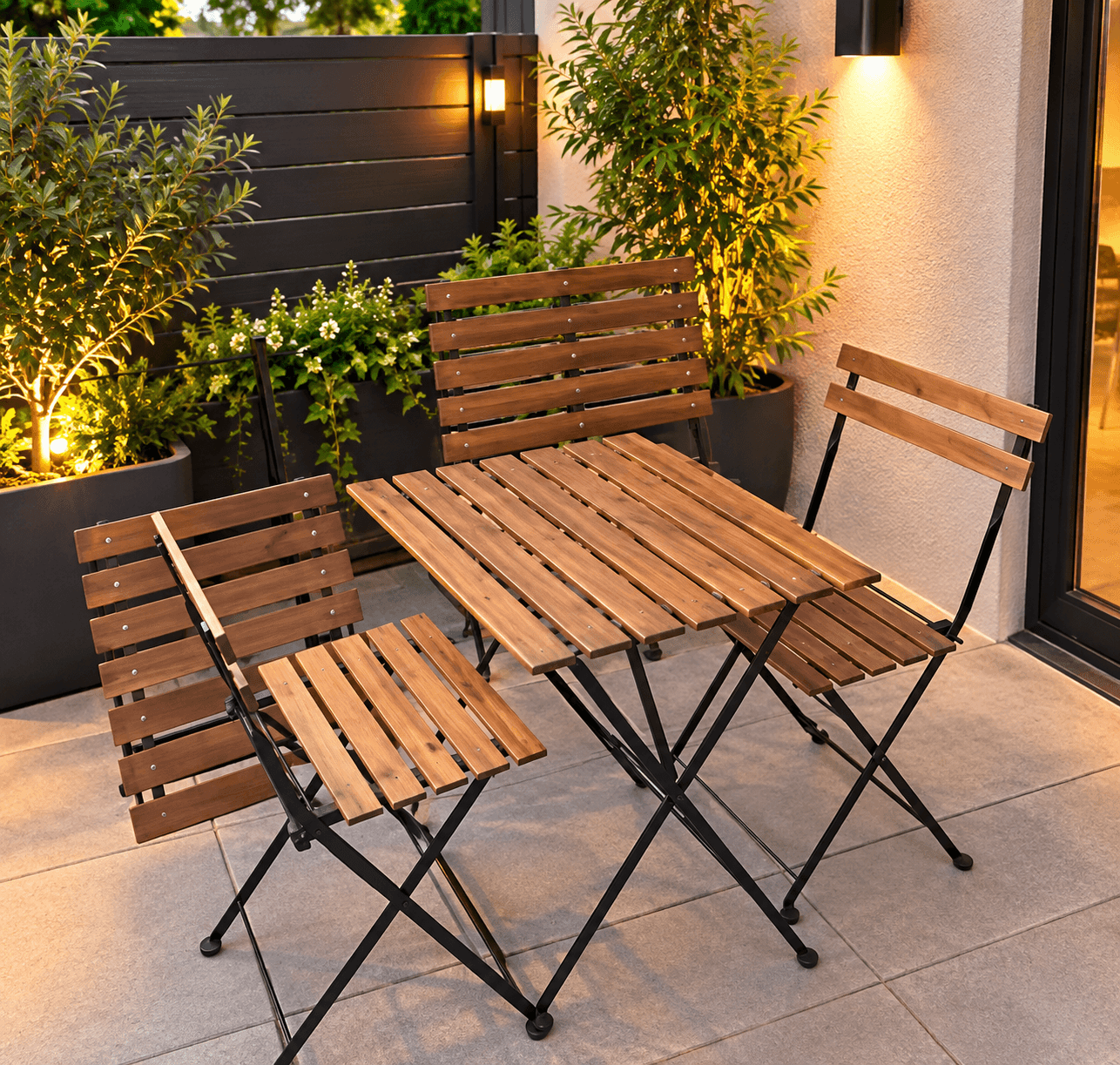 TÄRNÖ table+2 chaises, extérieur, noir/teinté brun clair