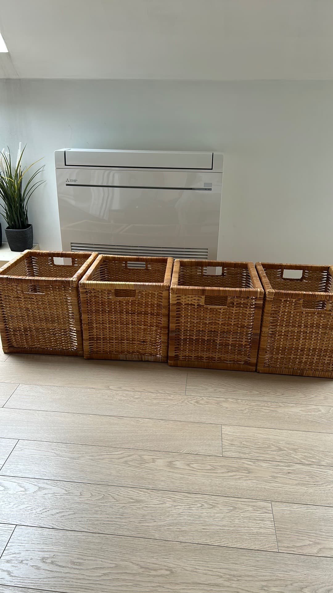 BRANÄS 4 STUKS basket, rattan, 32x34x32 cm