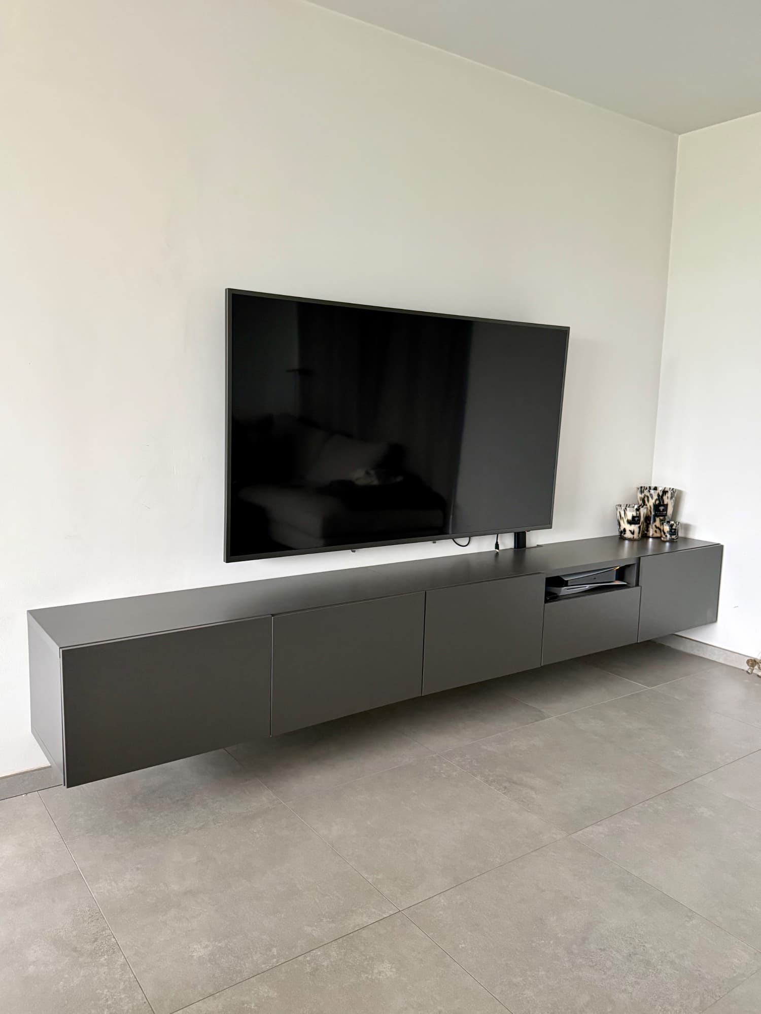 BESTÅ 2 MEUBLES TV Tv-meubel, zwartbruin Lappviken/bruin walnootpatroon, 180x42x39 cm