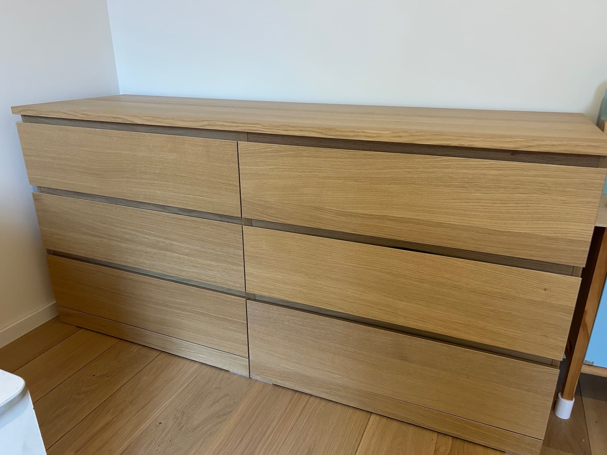 MALM commode 6 tiroirs, plaqué chêne