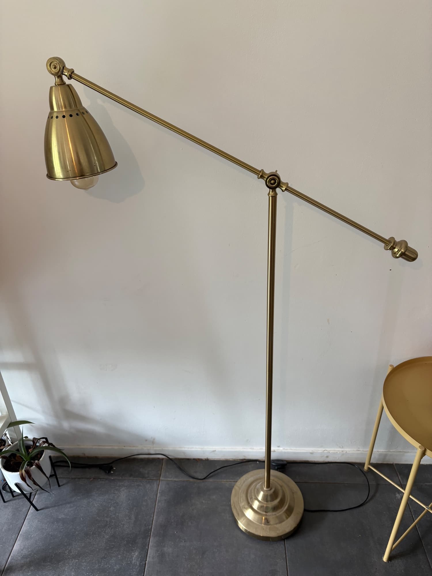 BAROMETER floor/reading lamp, brass-colour