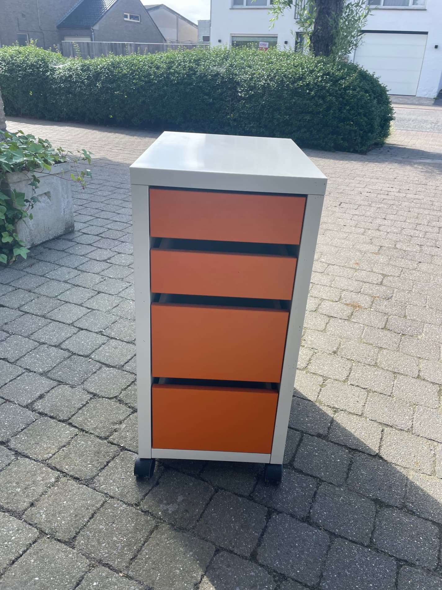 MICKE LADEKAST ORANJ drawer unit on castors, white, 35x75 cm