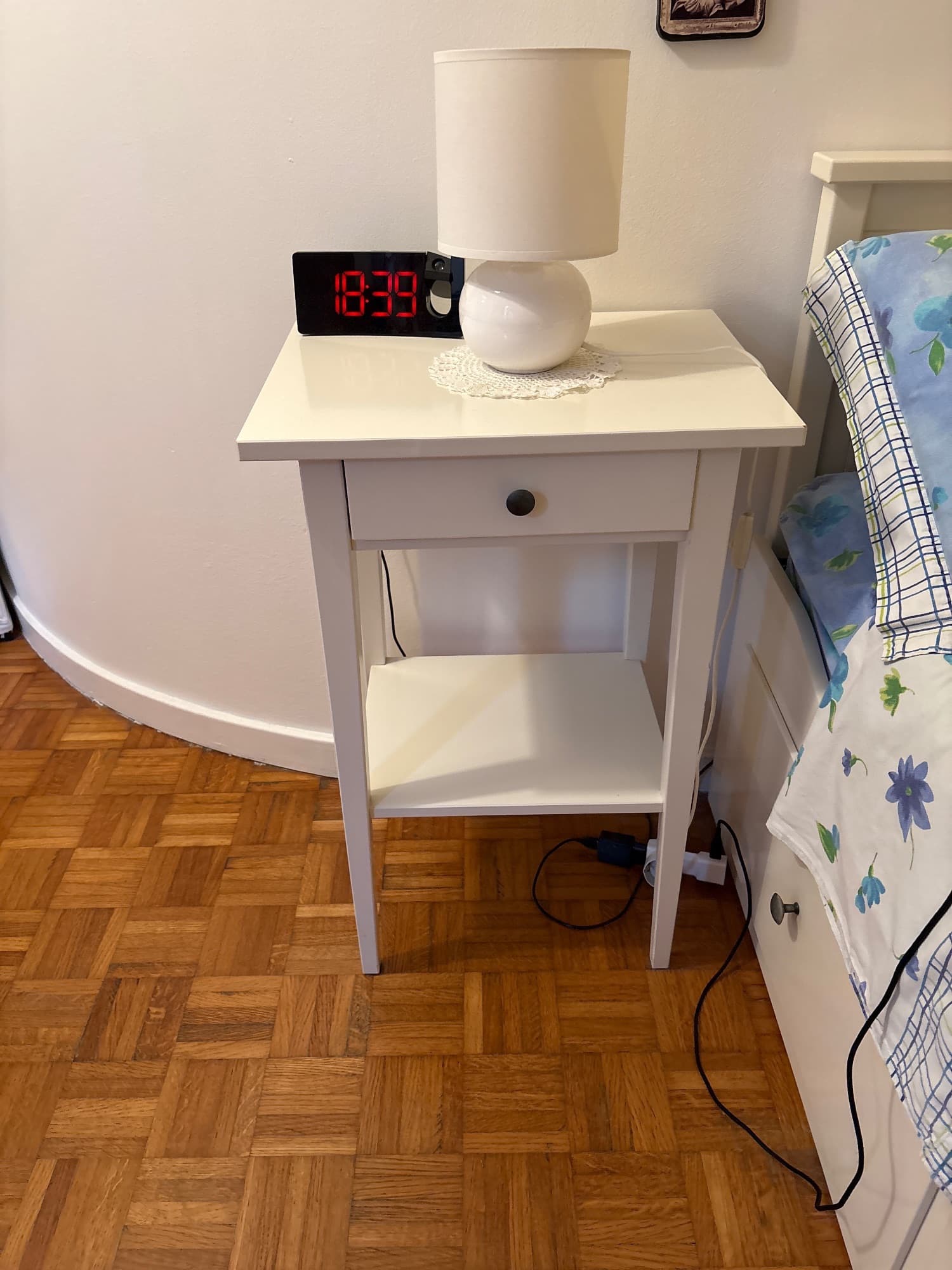 BLÄSTÅSEN bedside table, white, 50x37x76 cm