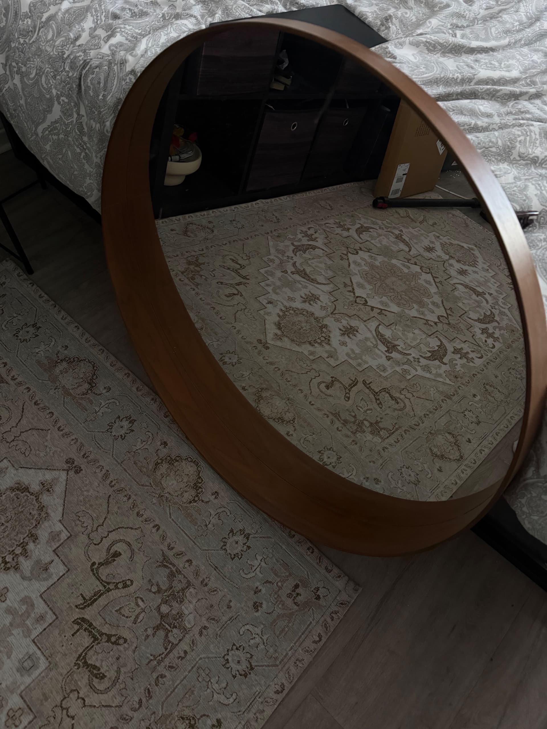 STOCKHOLM mirror, walnut veneer, 60 cm