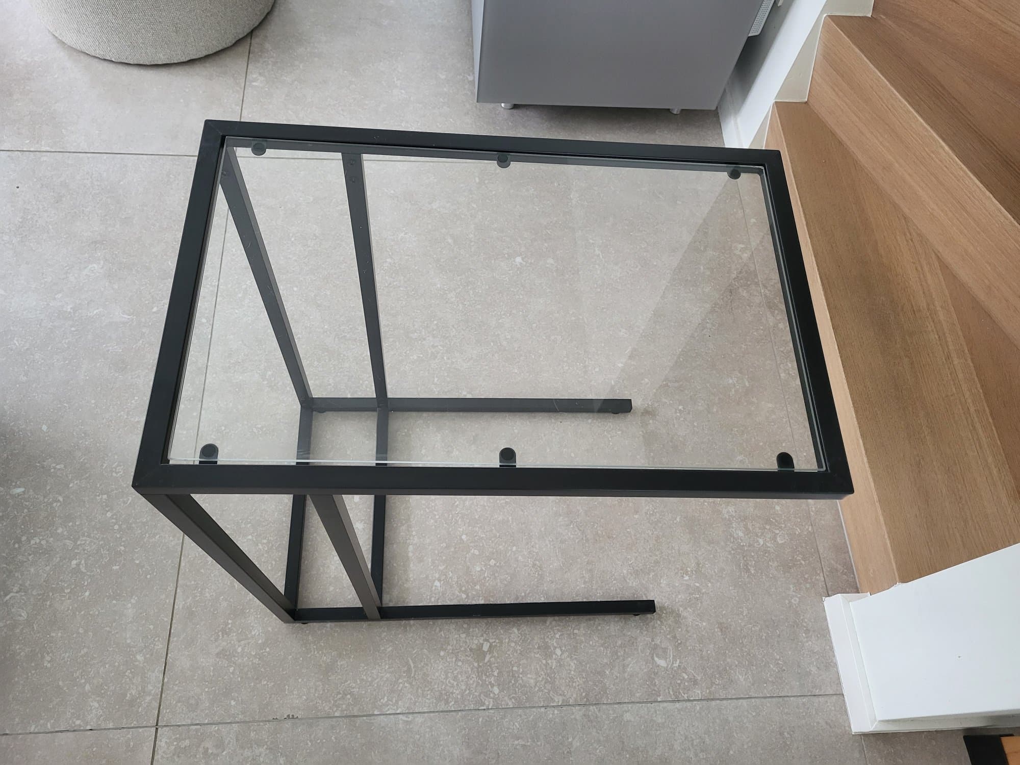 VITTSJÖ laptop stand, white/glass, 35x65 cm