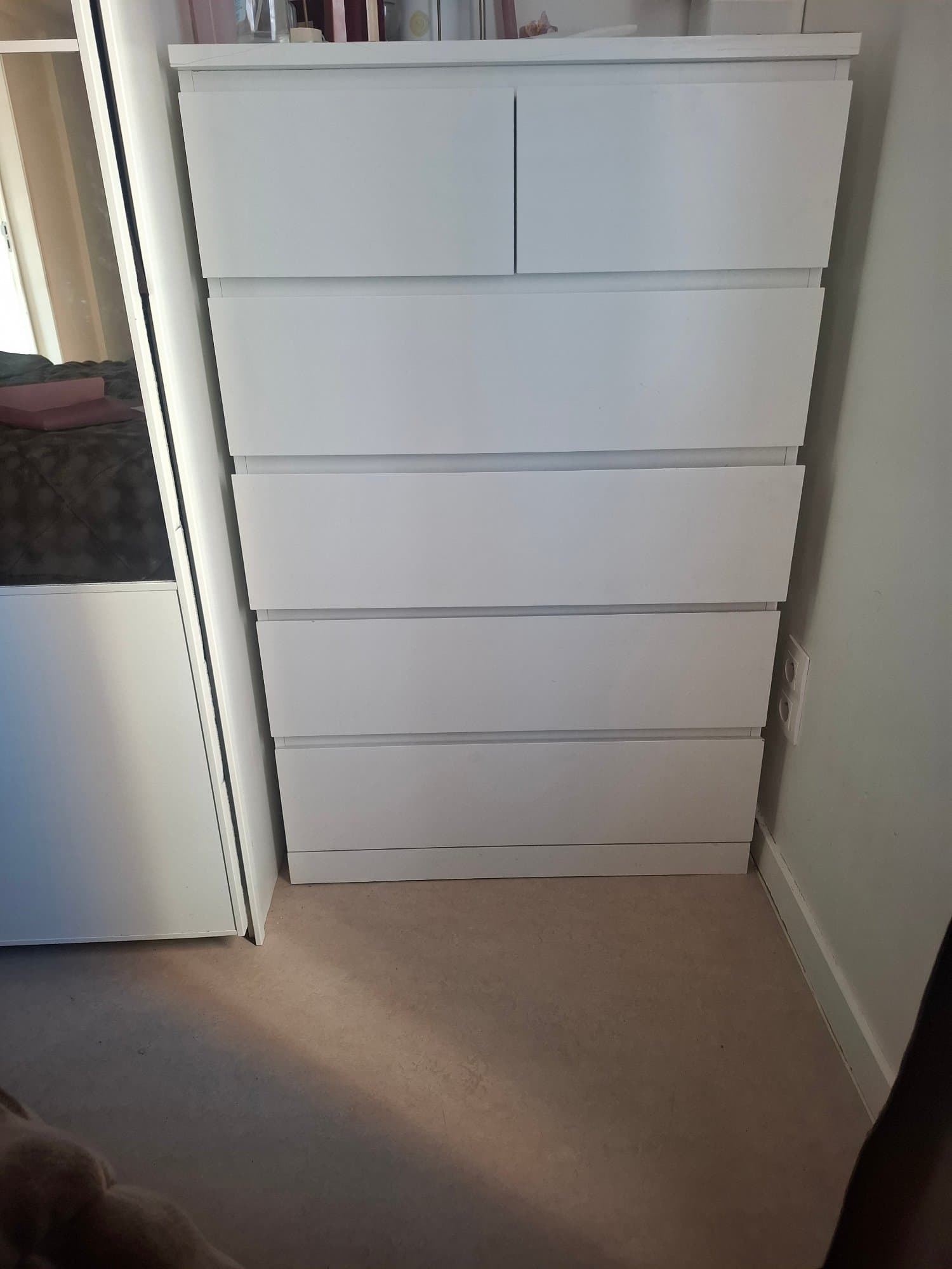 STORKLINTA commode 6 tiroirs, blanc, 70x50x120 cm