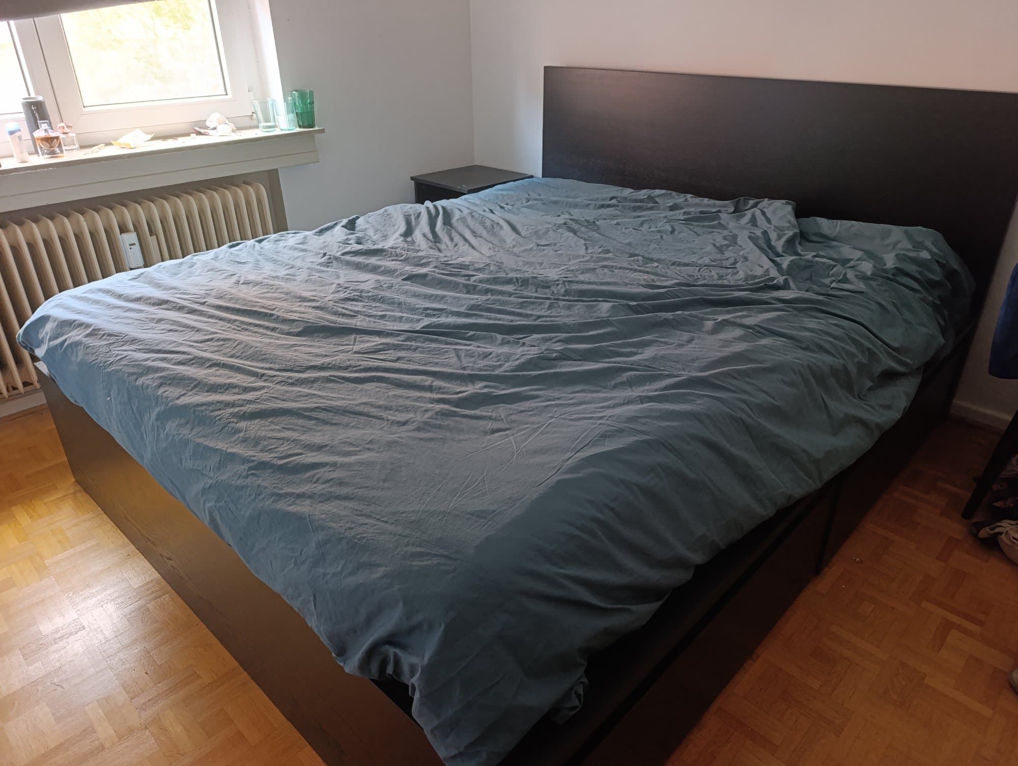 MALM bedframe met opbergruimte, zwartbruin