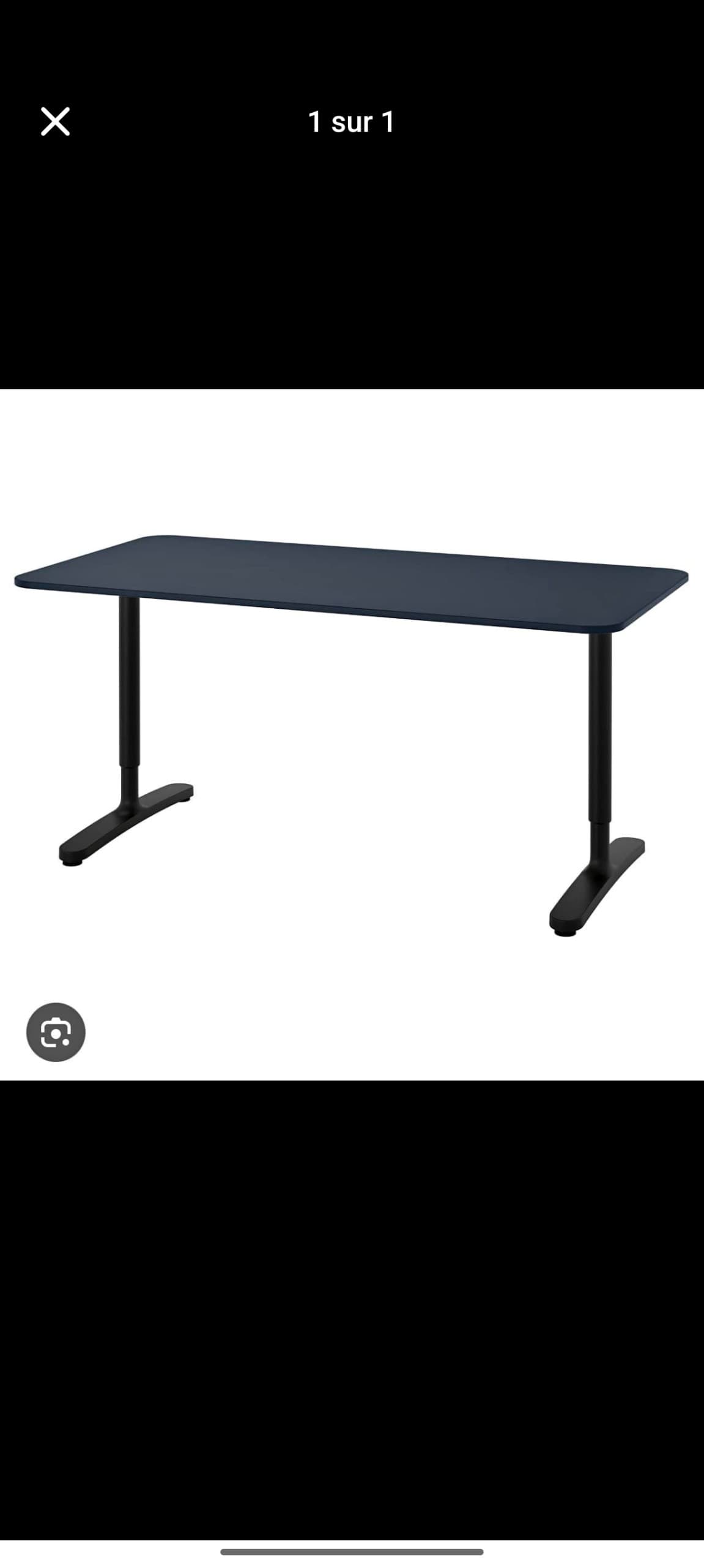 BEKANT BUREAU desk, linoleum blue/black