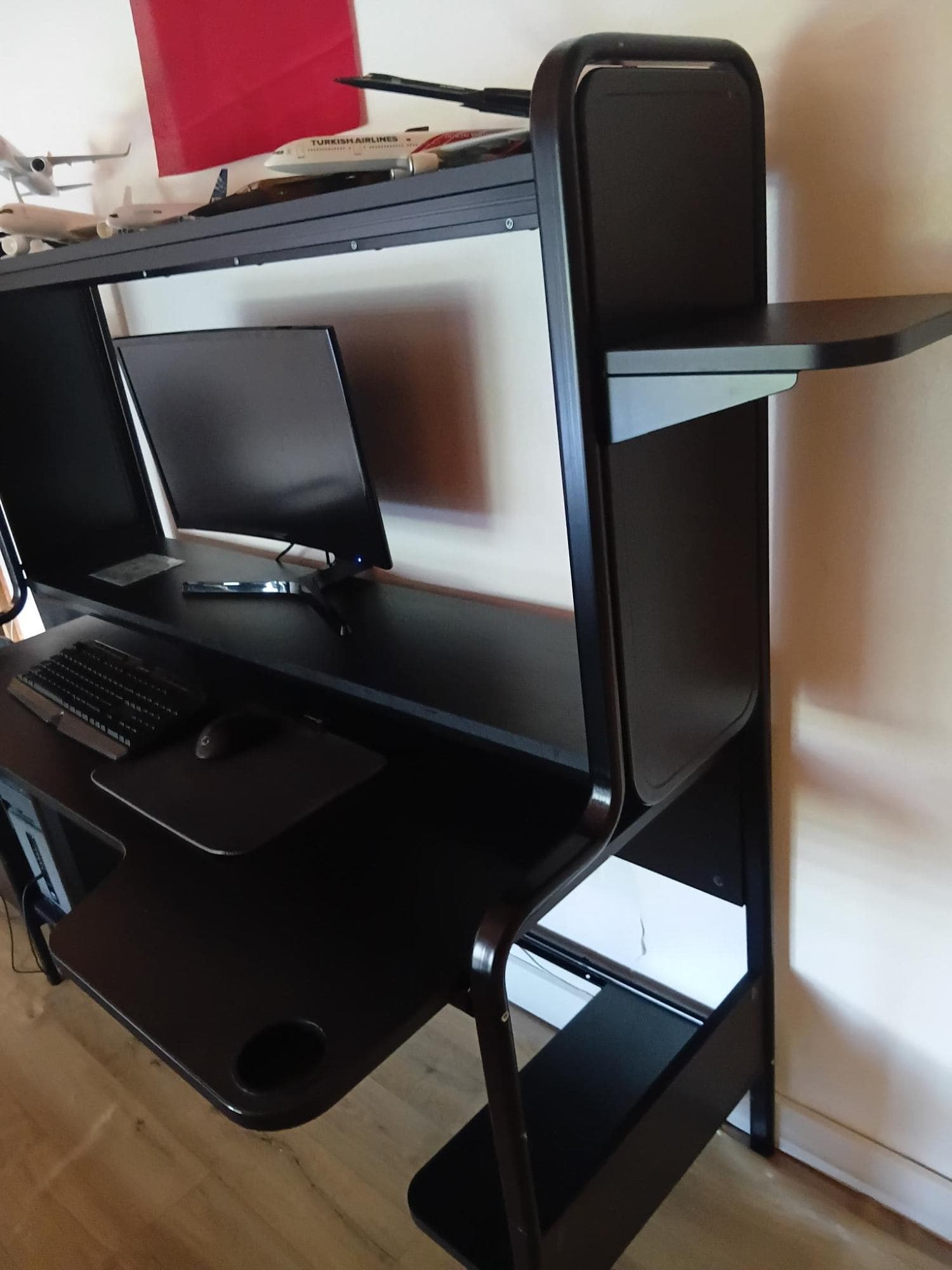 FREDDE Bureau, zwart, 185x74x146 cm