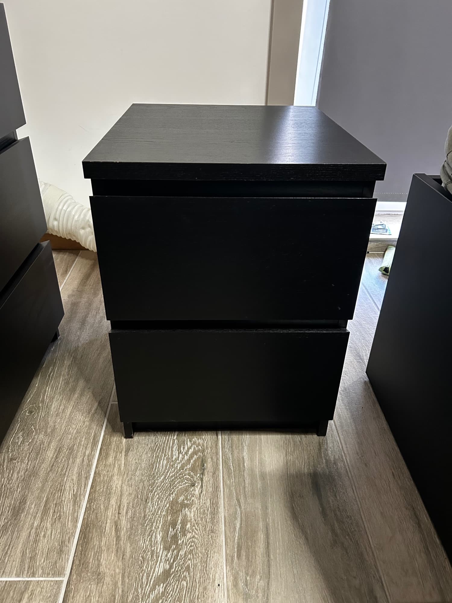 MALM 2 COMMODES NOIR commode 2 tiroirs, gris