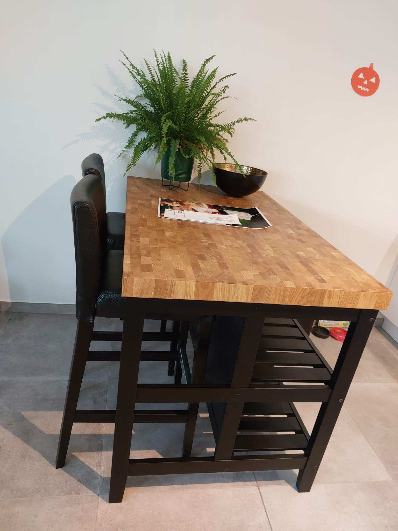 VADHOLMA îlot pour cuisine, noir/chêne, 126x79x90 cm