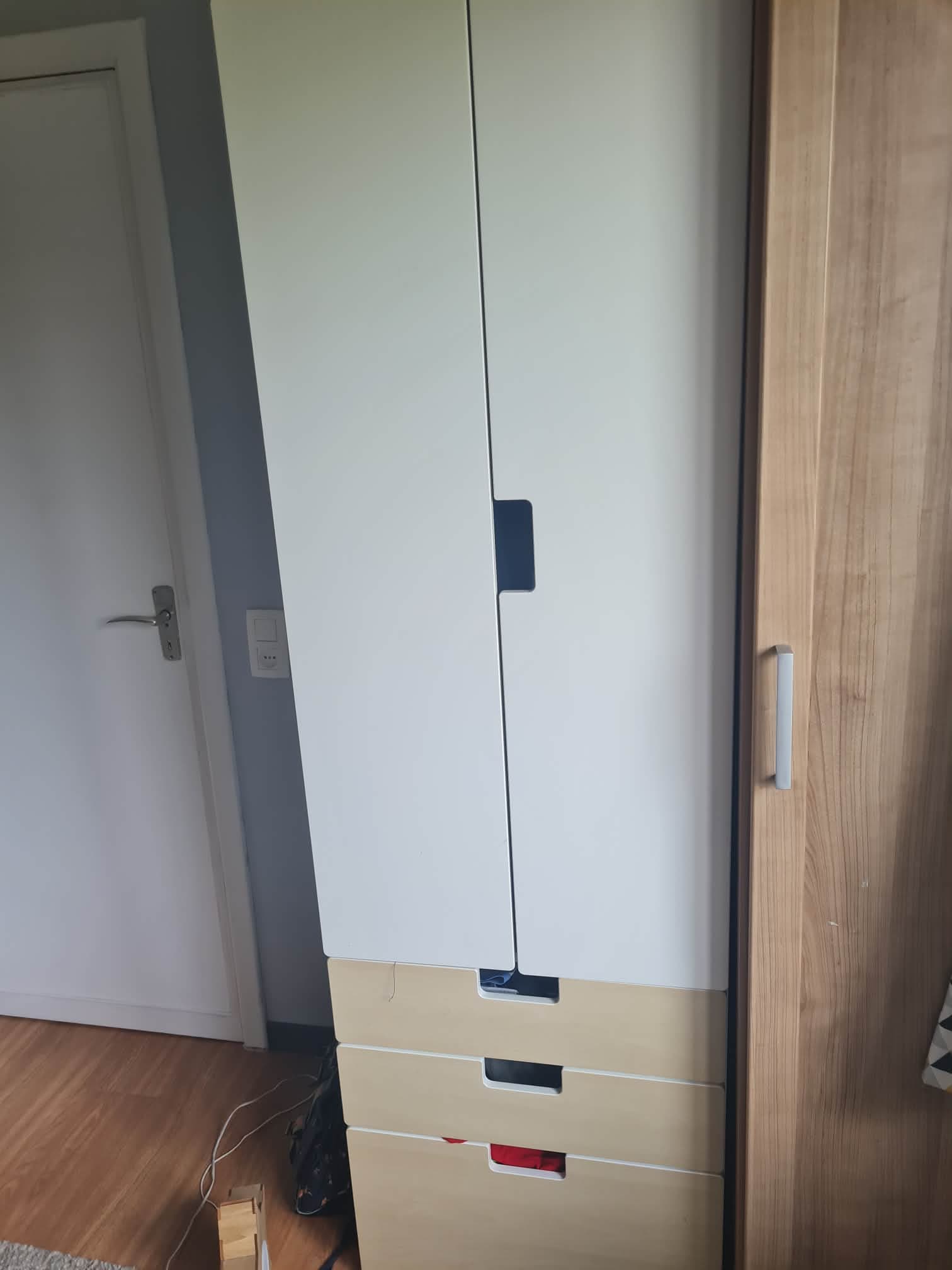 SMÅSTAD / PLATSA armoire-penderie, blanc blanc/avec 3 tiroirs, 60x57x181 cm