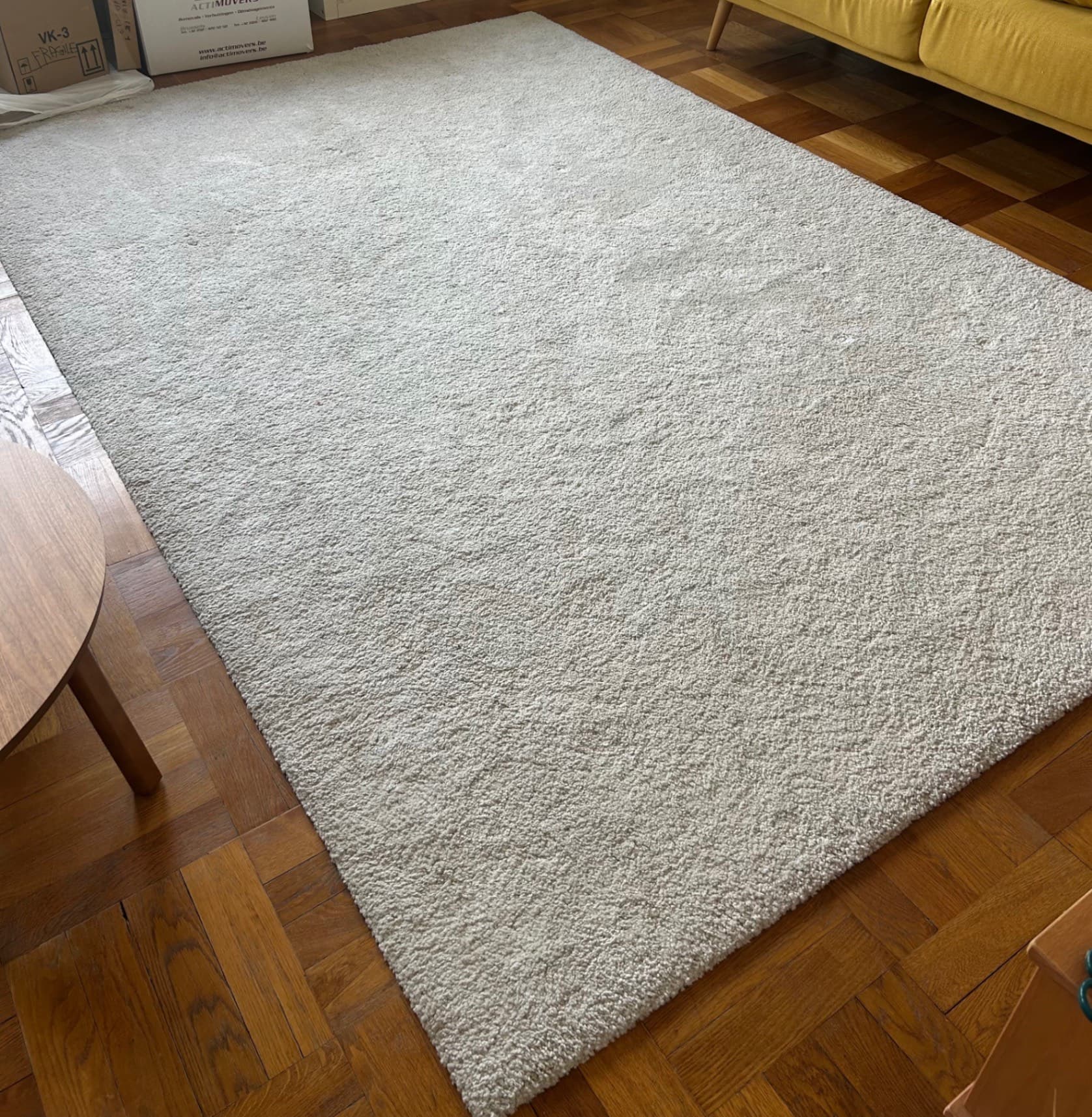 STOENSE Tapis, poils ras, blanc cassé, 200x300 cm