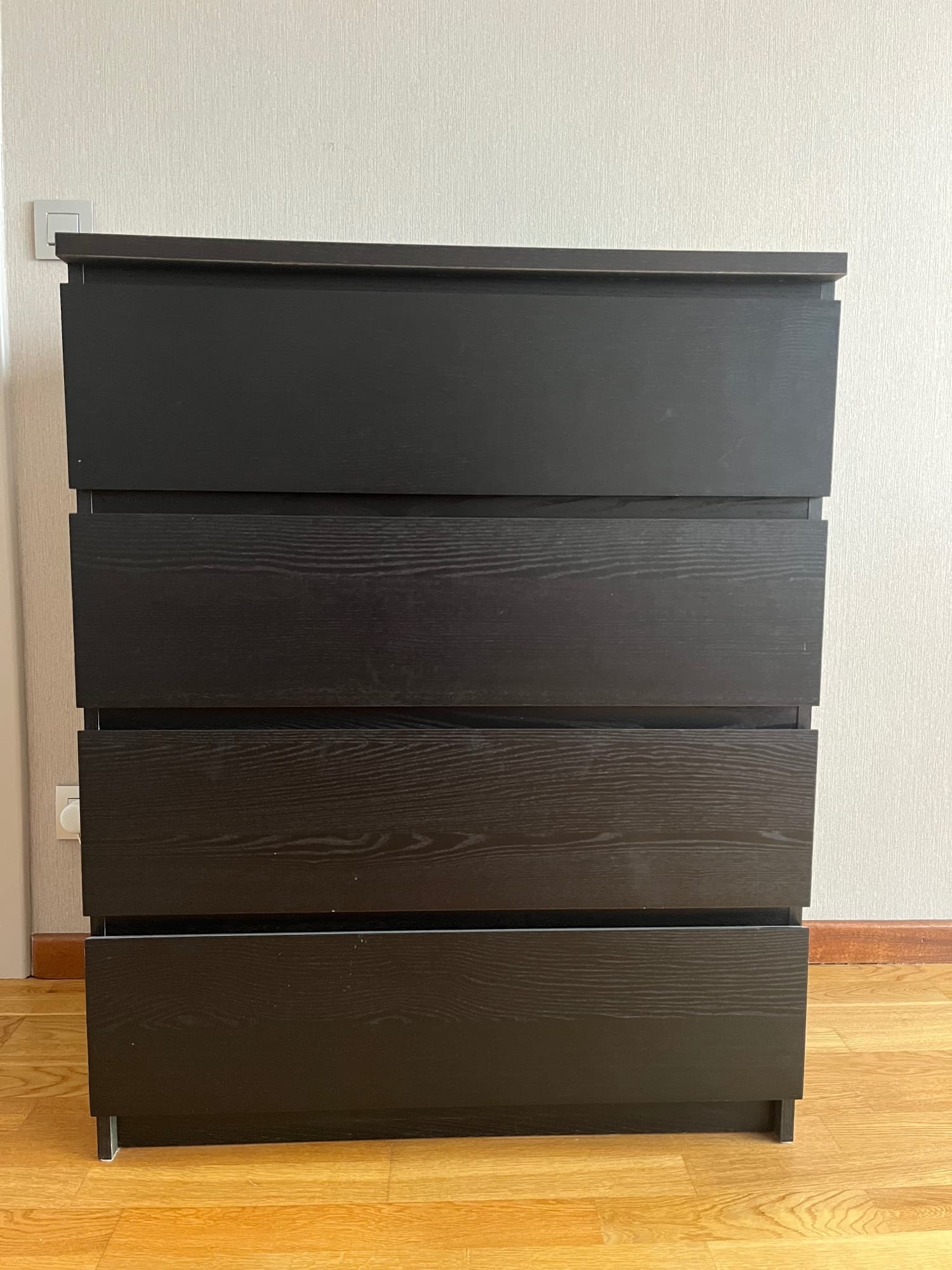 MALM commode 4 tiroirs, brun noir