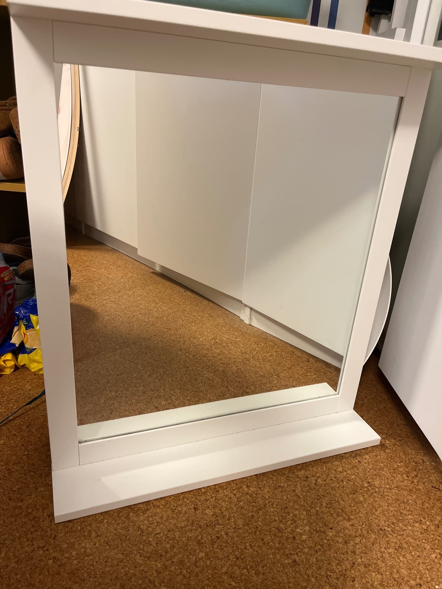 SILVERÅN mirror with shelf, white