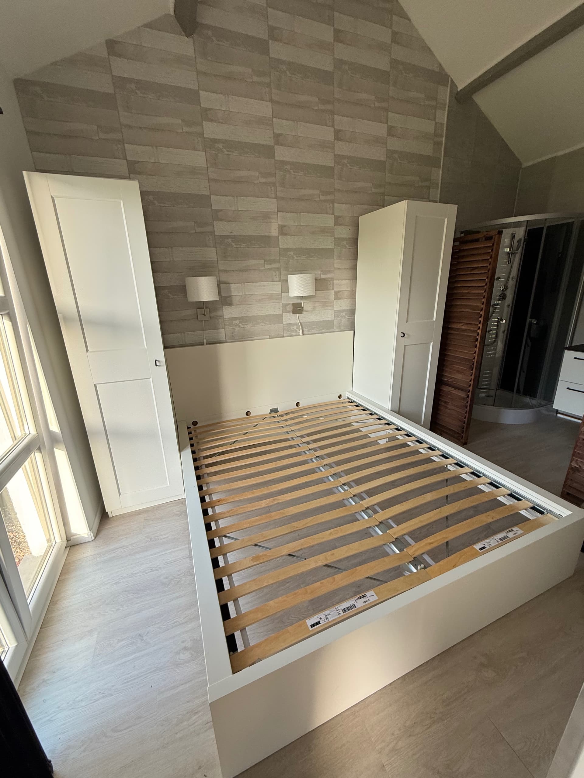 CHAMBRE COMPLETE bed frame, high, white/Leirsund, 160x200 cm