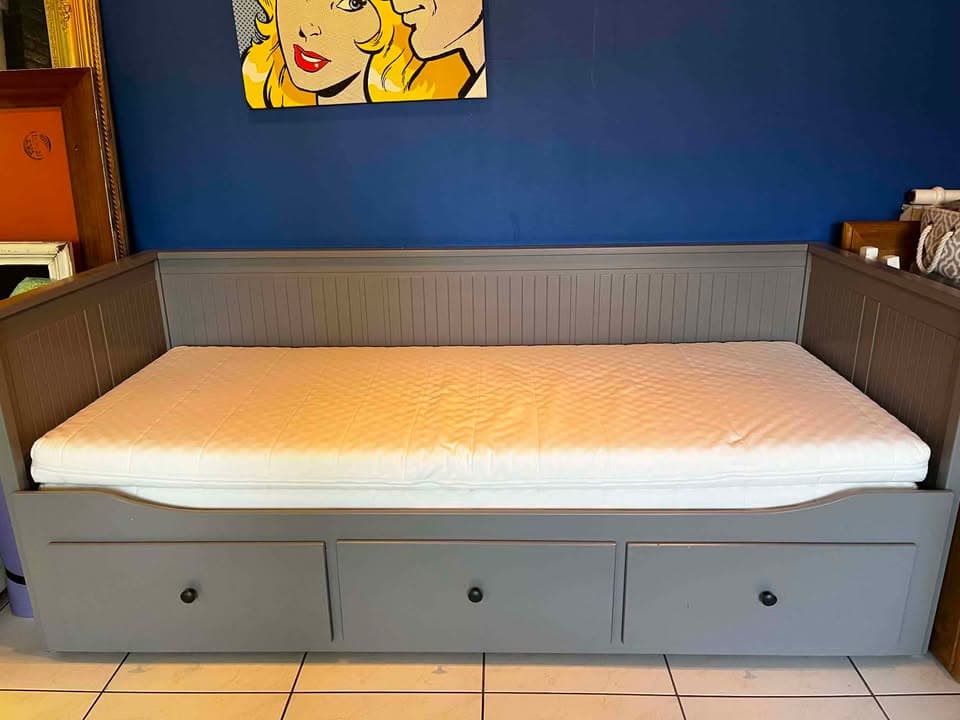 HEMNES day-bed frame with 3 drawers, grey, 80x200 cm