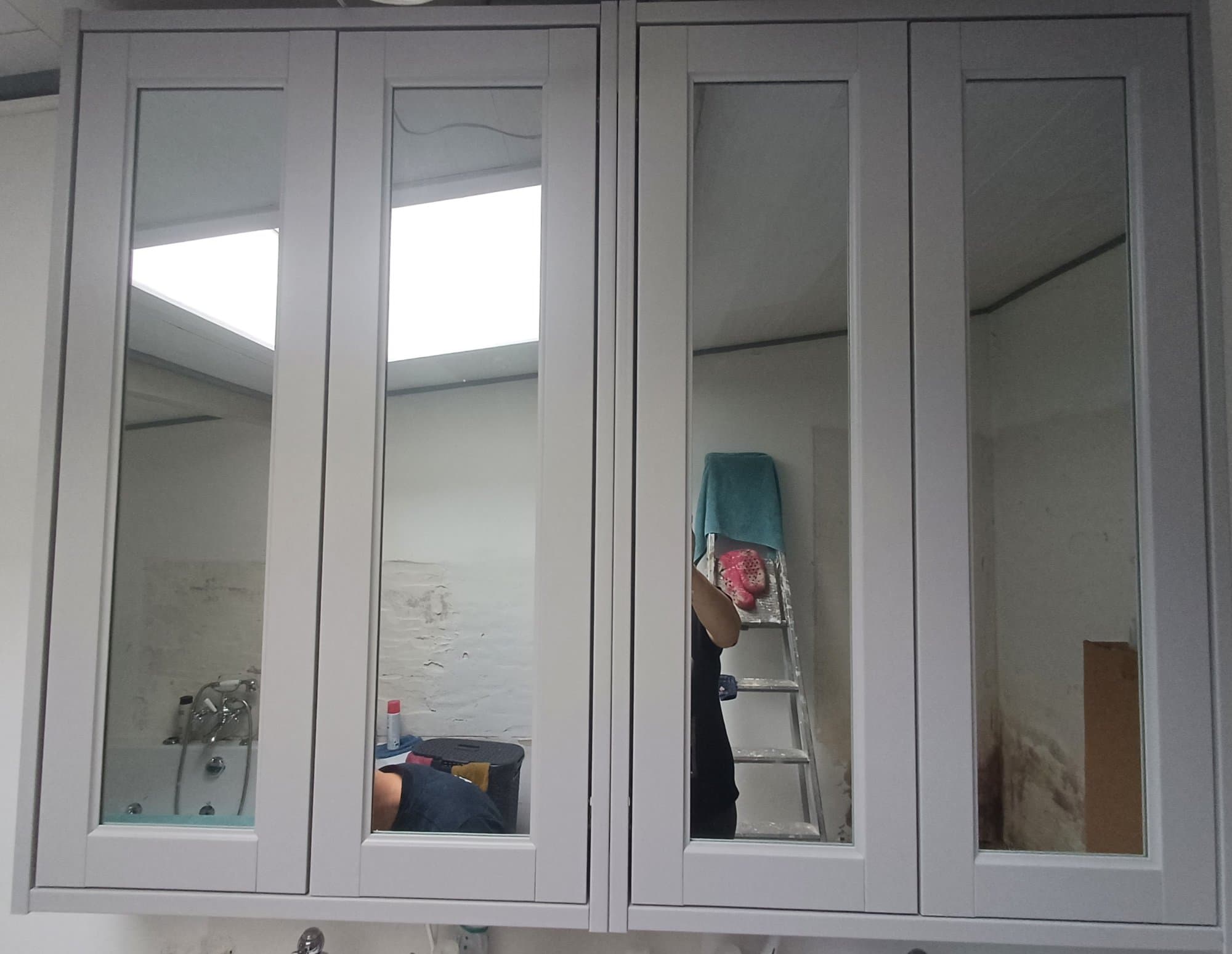 TÄNNFORSEN mirror cabinet with doors, light grey, 60x15x95 cm