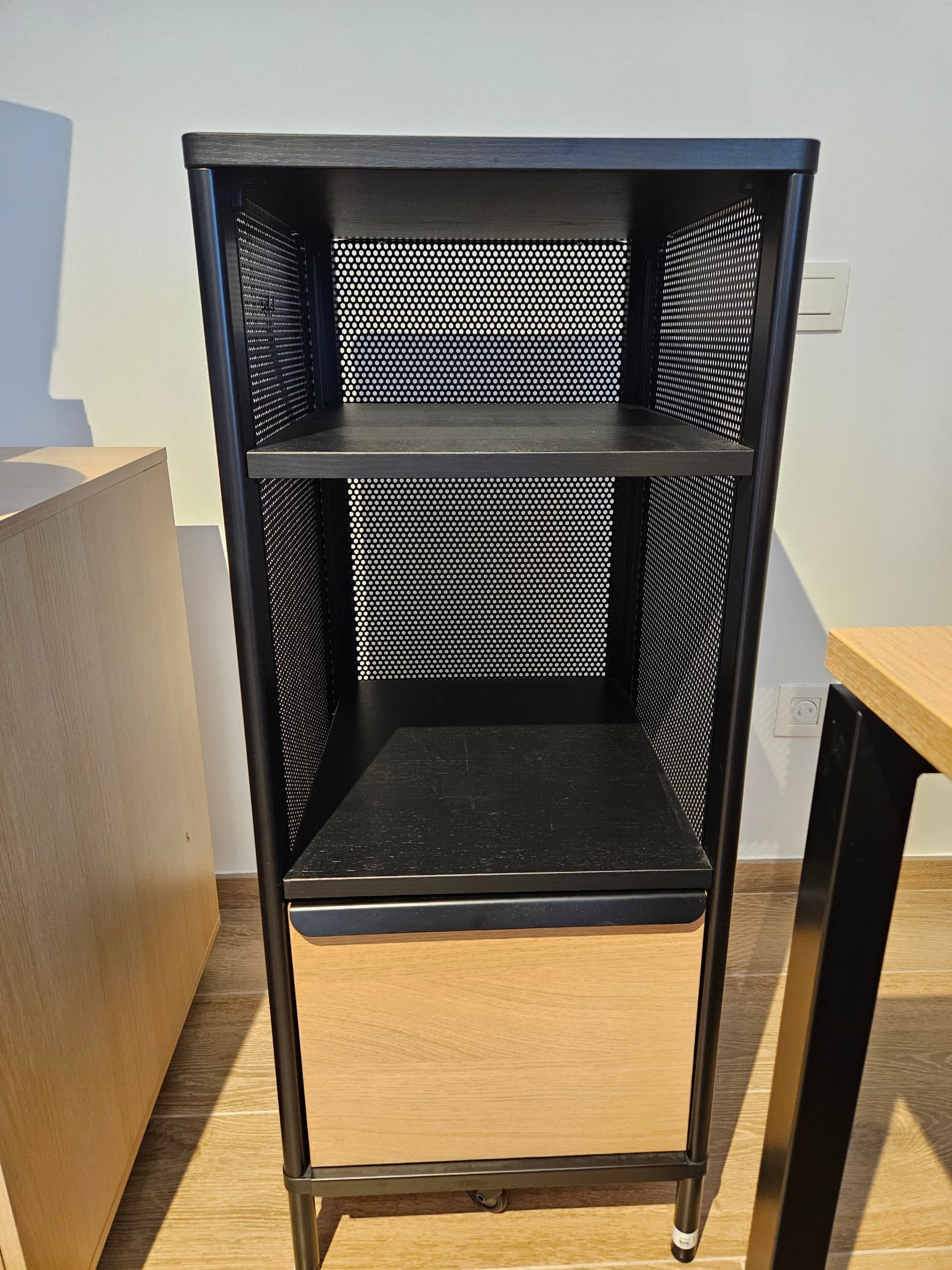 BEKANT opbergmeubel op wielen, draadwerk/zwart, 41x101 cm