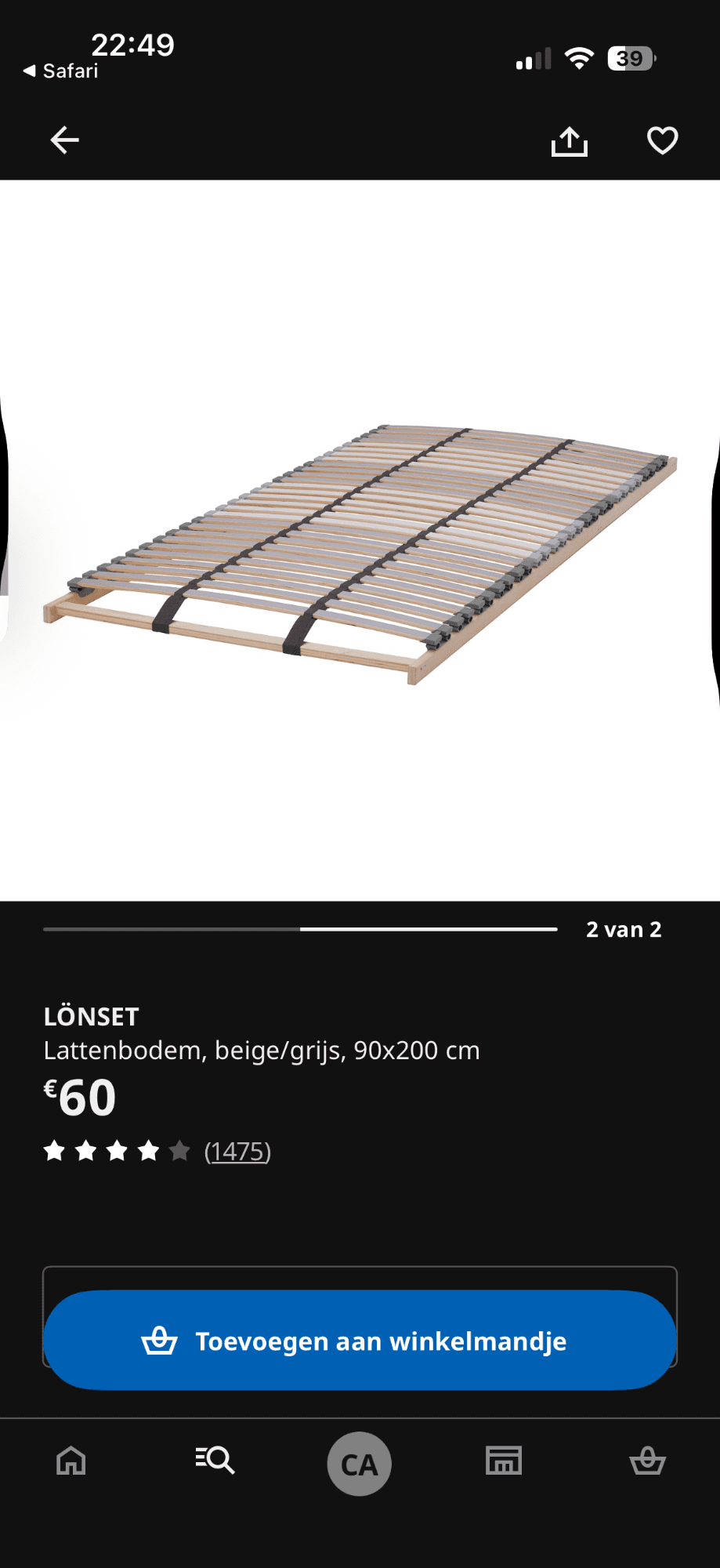 LÖNSET Lattenbodem, 90x200 cm