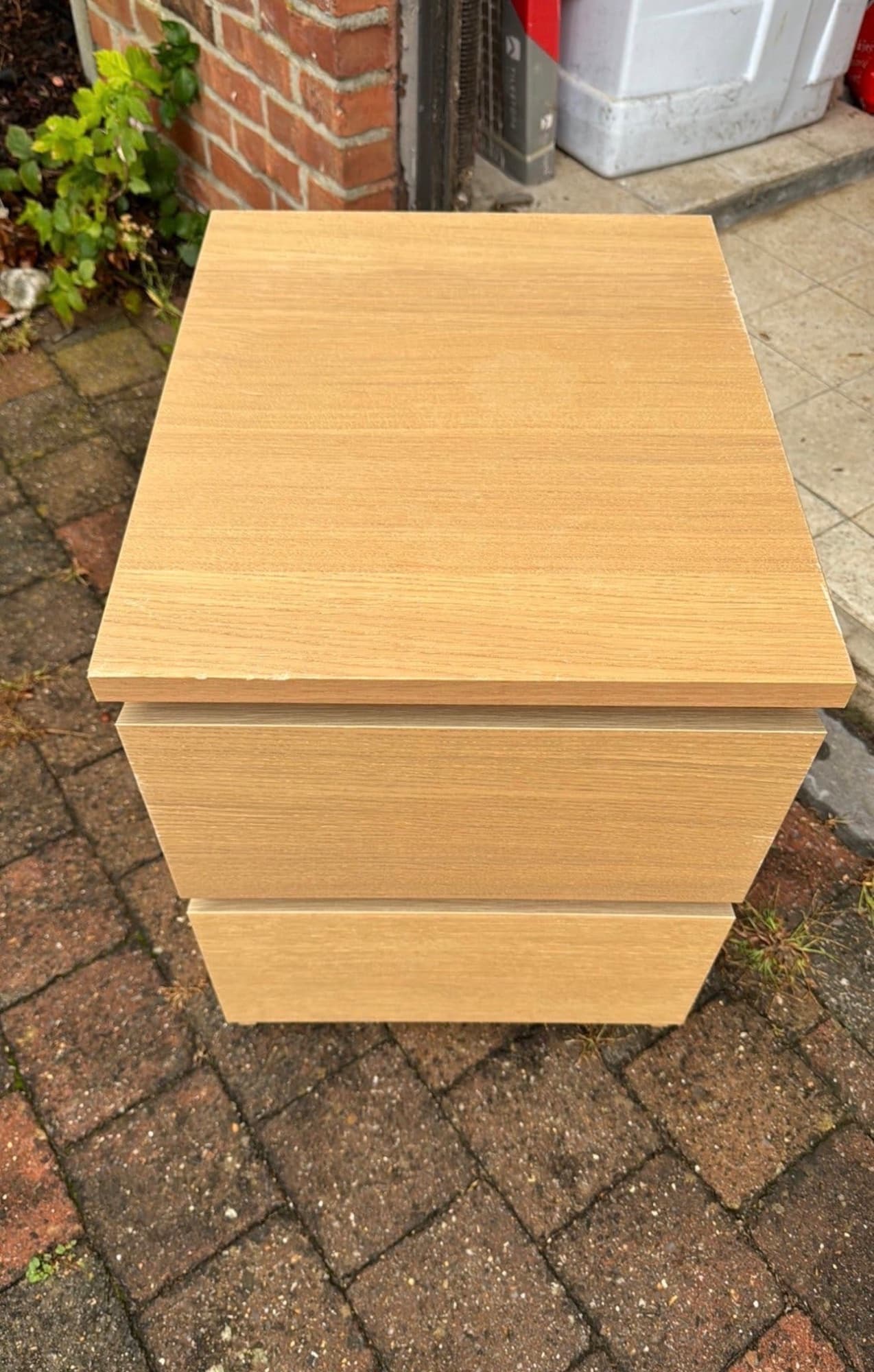 MALM TABLE DE CHEVET commode 2 tiroirs, plaqué chêne